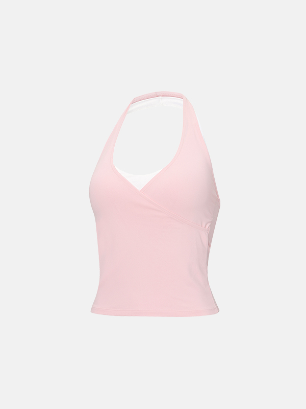 女神風交疊掛頸Top 預購_Layered Halter Tank Top by Grandeline