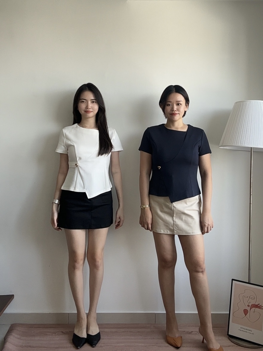 T4358 Irregular Collar Peplum Top - 3 Colors 