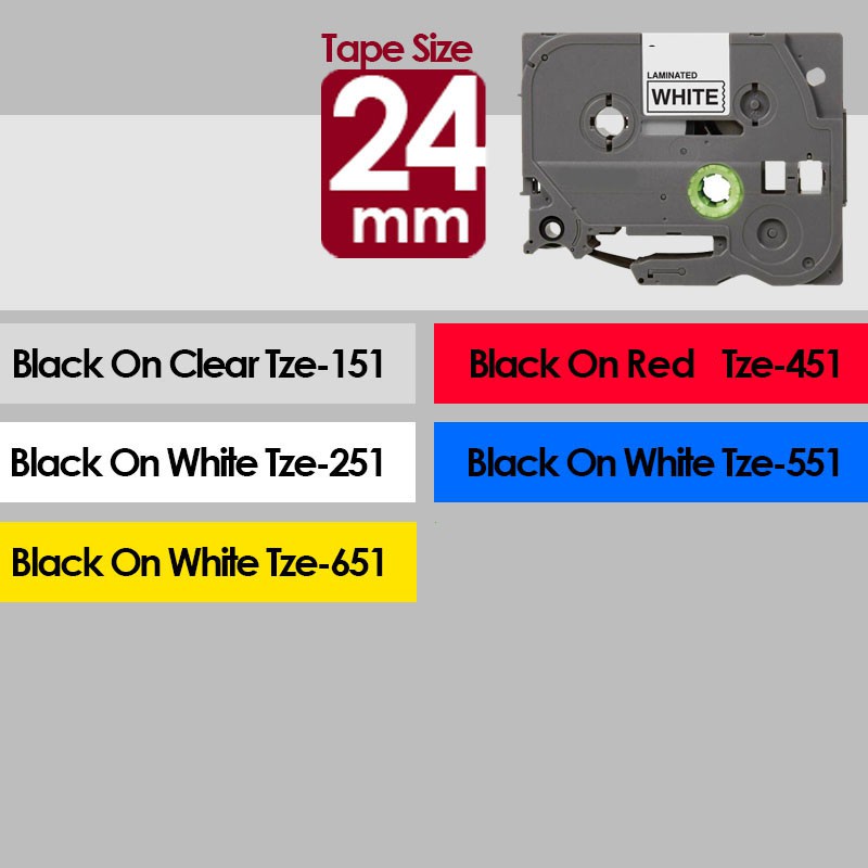 24mm Tze-151 251 451 651 compatible label tape Label Printer PT-D450 PT-D600 PT-P700 PT-P750W PT-P900W Tape Sticker
