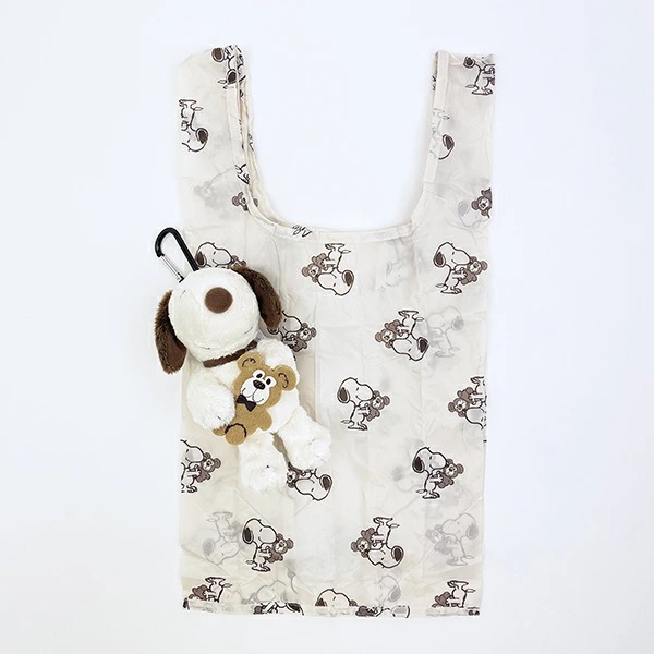 Snoopy 抱熊造型 毛絨公仔掛飾連環保袋