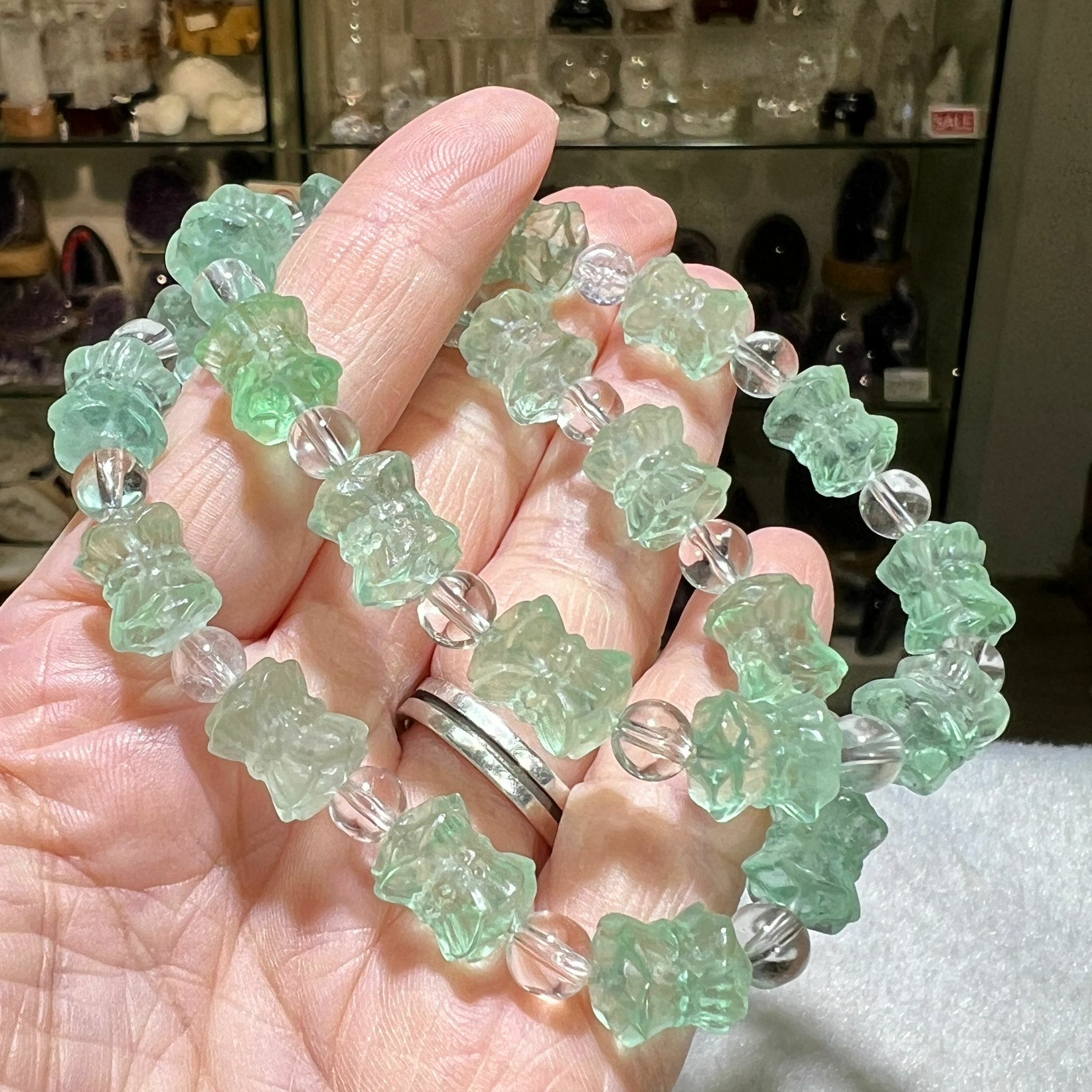 綠螢石 (雙蓮花)手串