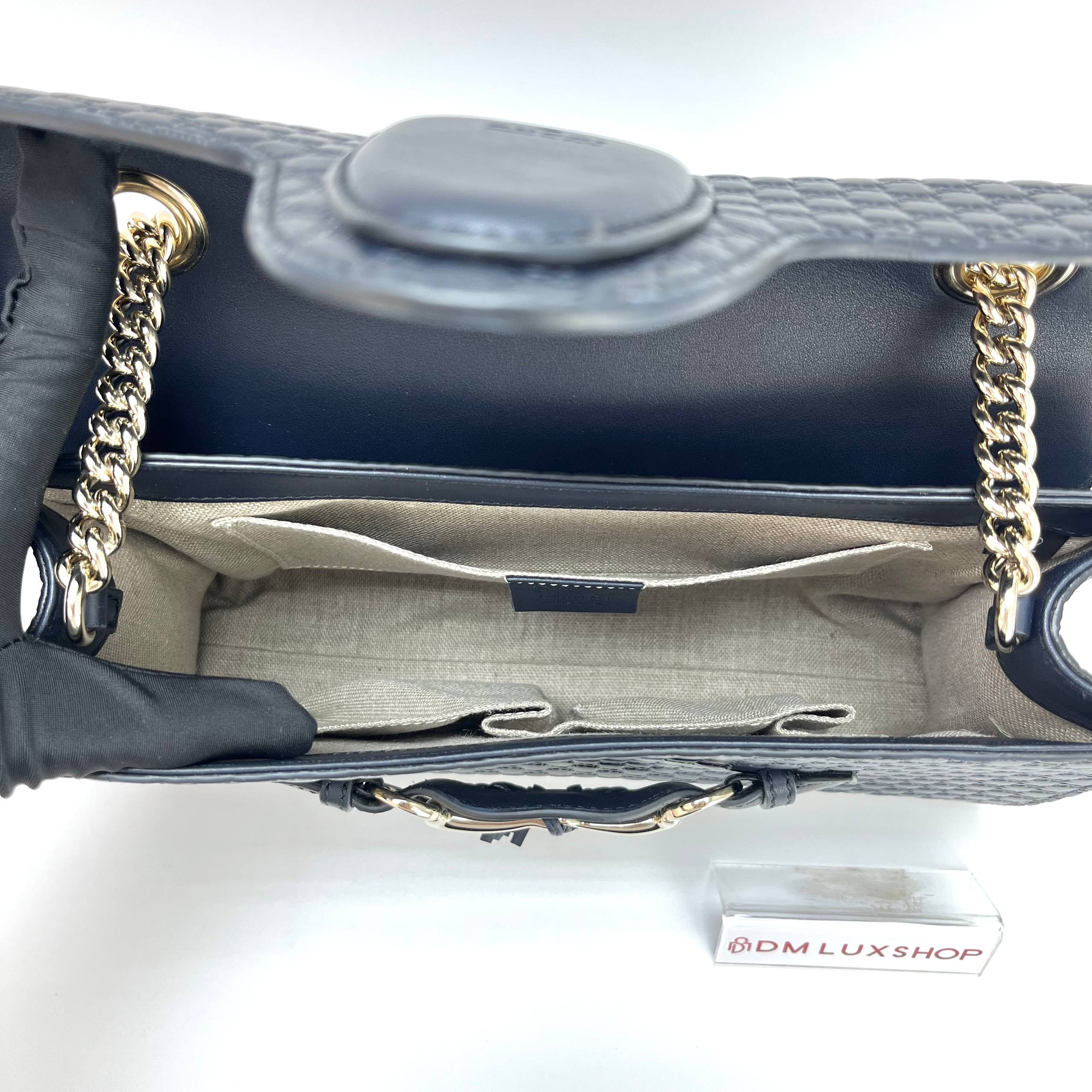 Gucci Navy Blue Emily Chain Shoulder Bag Medium GHW
