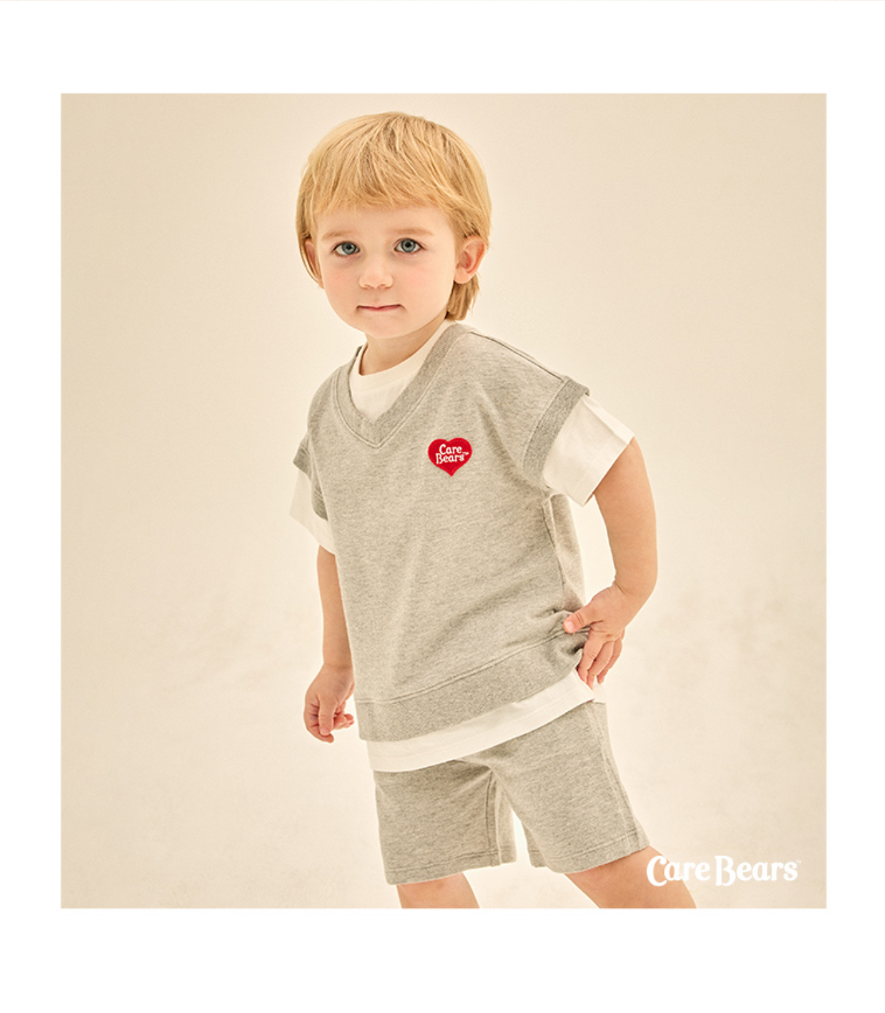 ☀️預訂 韓國直送☀️🇰🇷正版Care Bears刺繡章層疊短袖上下套裝