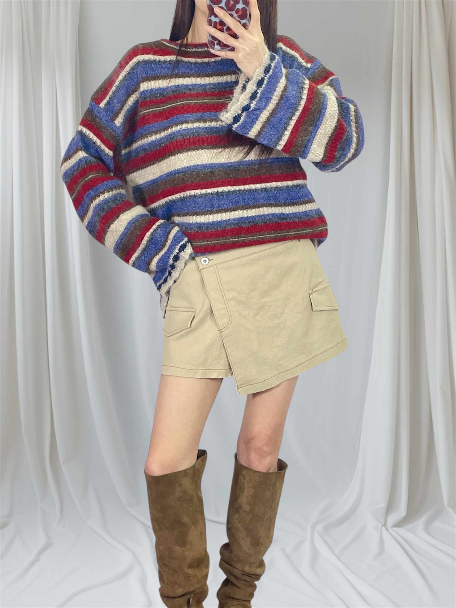 K5548 間色闊袖款針織