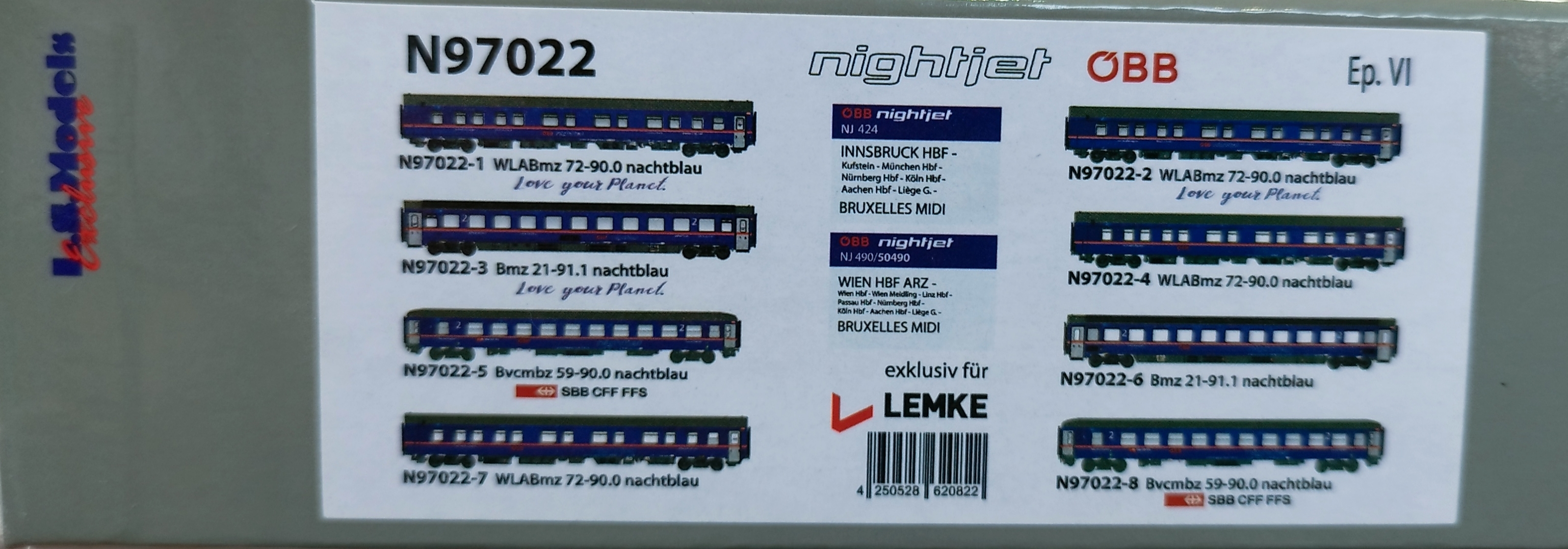 LS models NightJet 8pcs box set (Love your planet ÖBB and SBB grouping) N 1:160