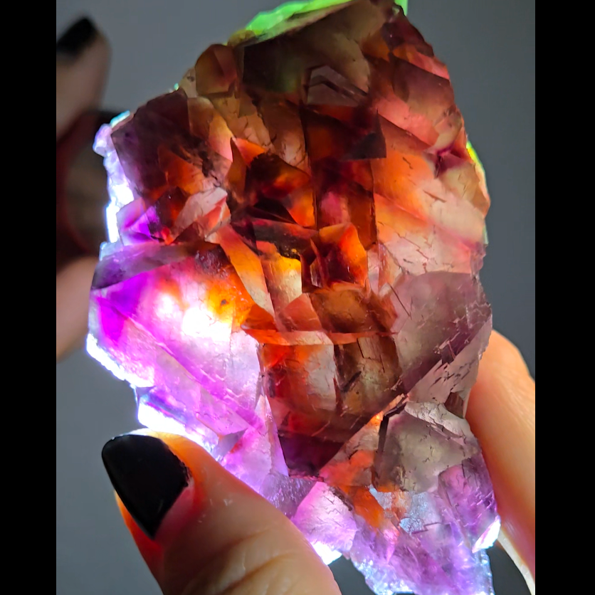 Red phantom octahedral fluorite from China - FL284