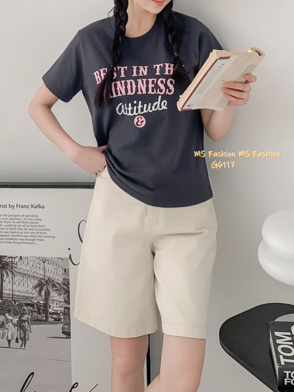 G6117 韓國🇰🇷拼色字母tee