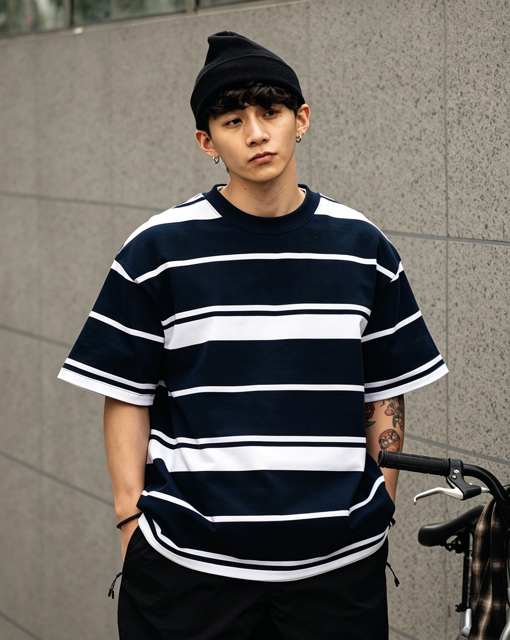 M035 重磅310g圓領條紋Tee