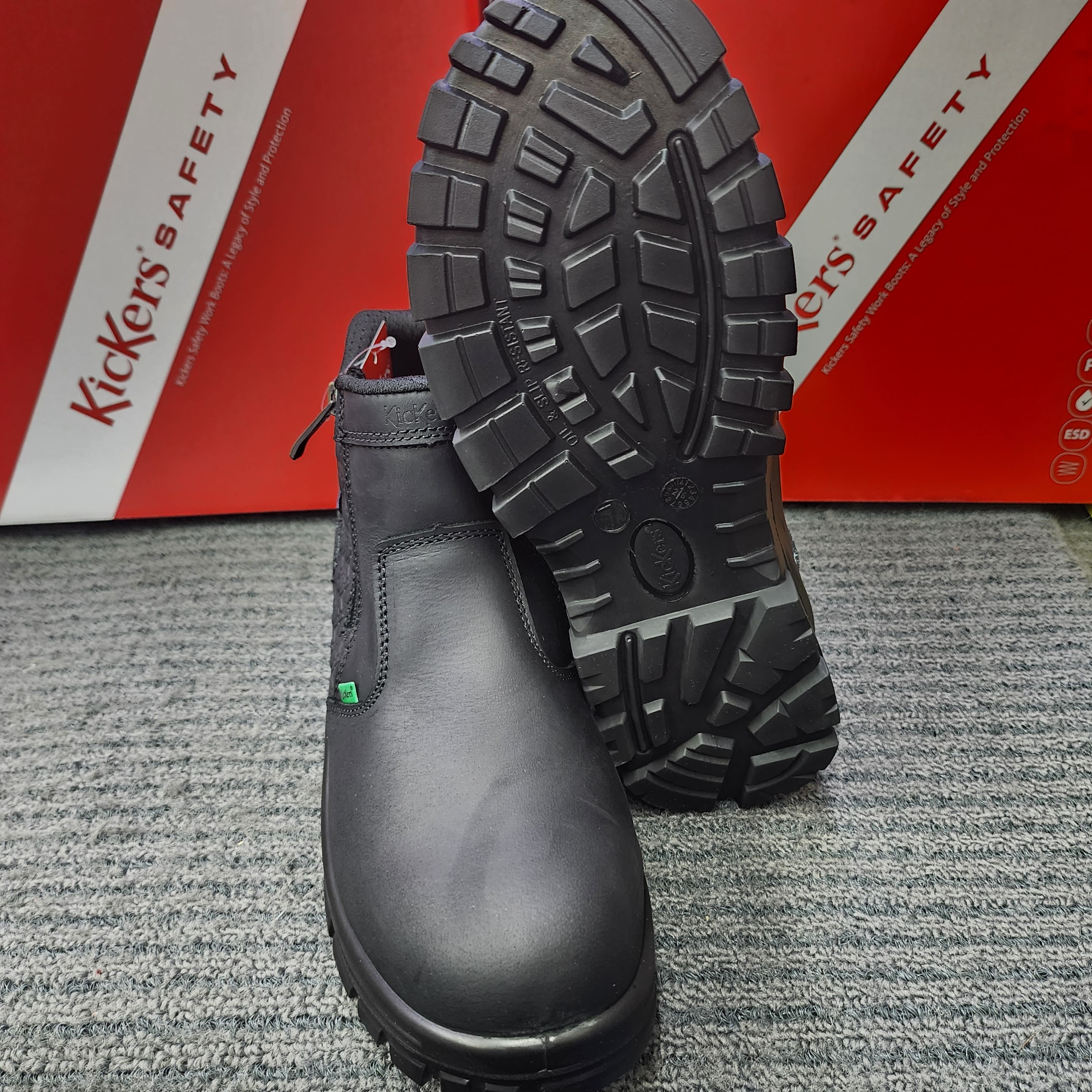 Kickers Safety PRO Safety 3068 Monogram Mid Cut Zip Full Black Safety Shoes