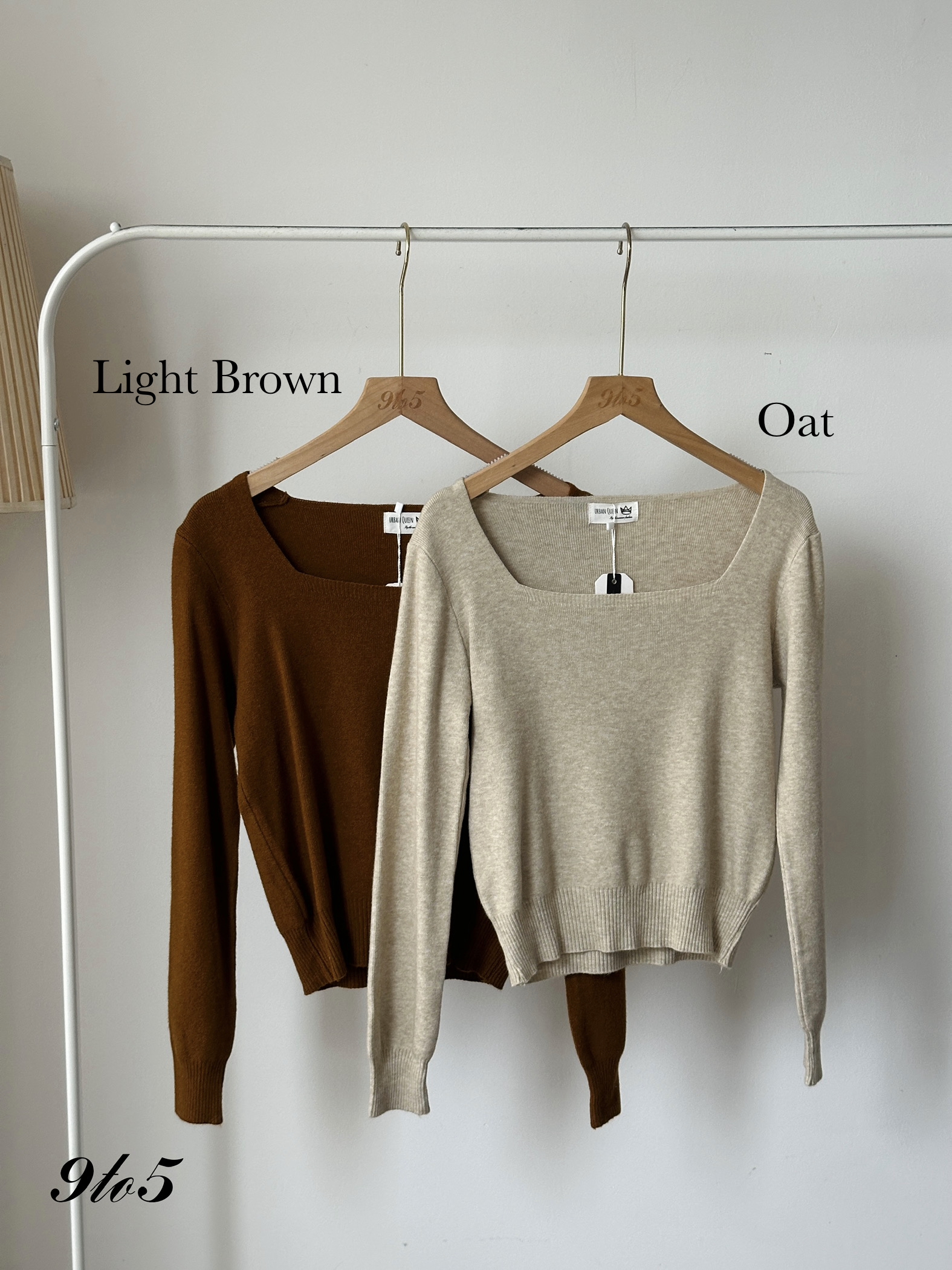 T3910 Long Sleeve Square Neck Knit Top - 5 Colors
