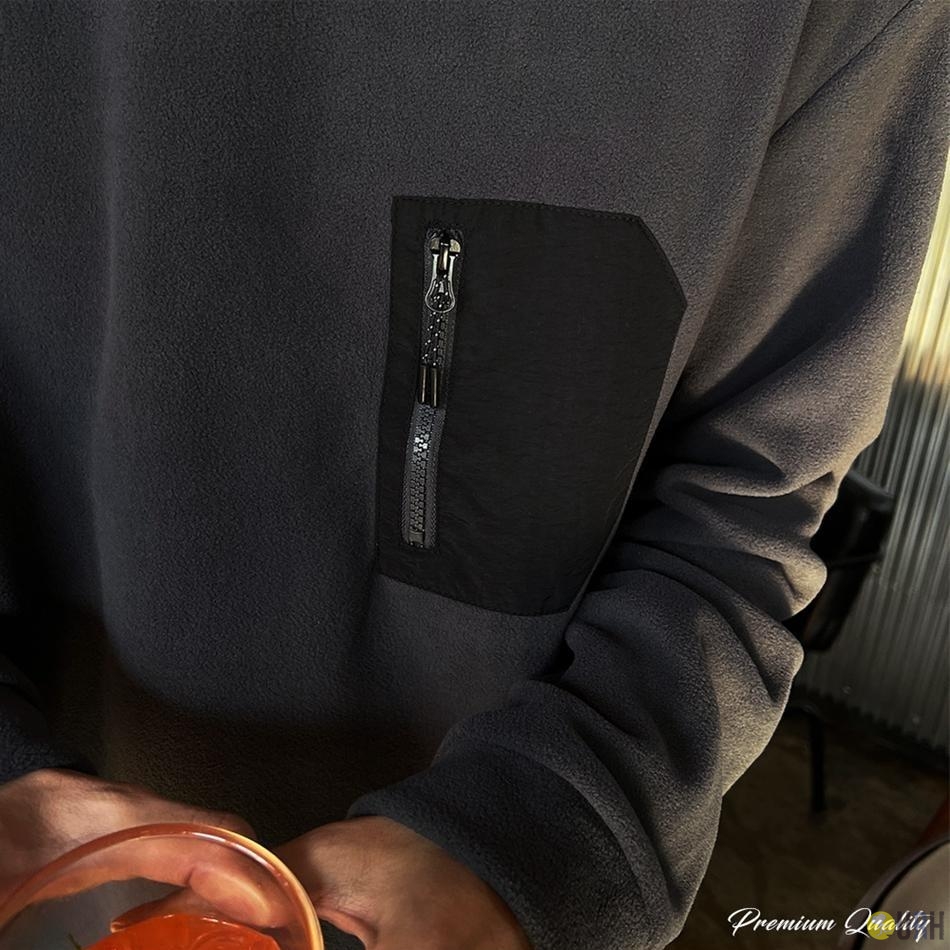 【100%保證韓國直送】撞色拉鍊口袋保暖抓絨衛衣 [6 color] RG165829