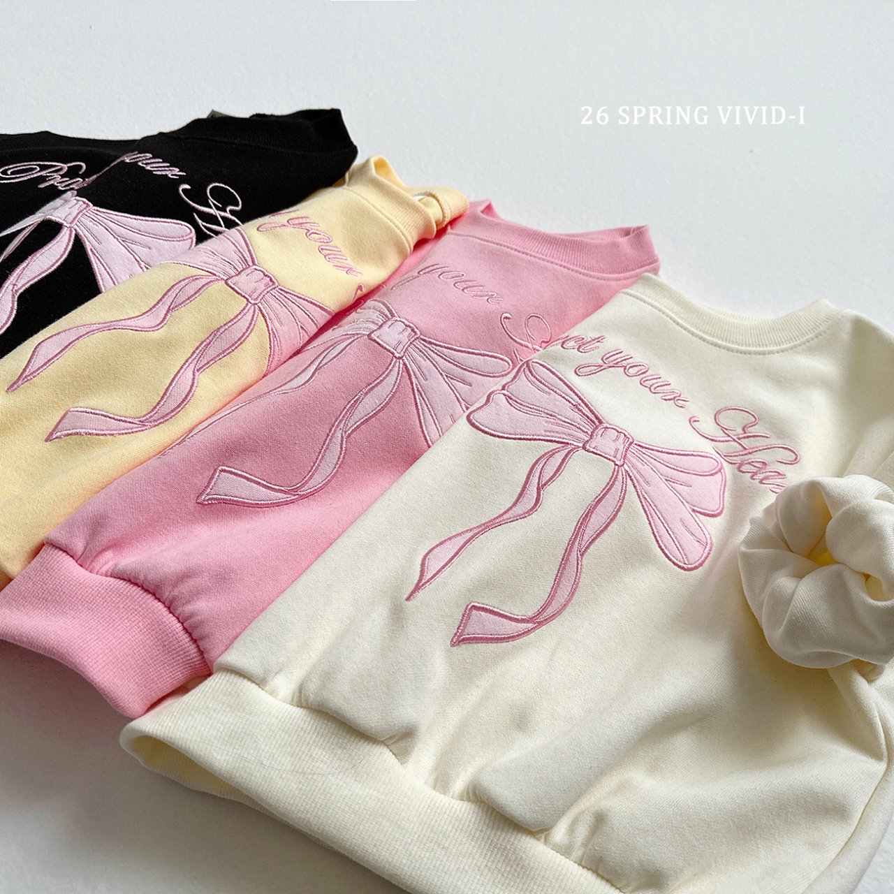 🌸預訂 韓國直送🌸🇰🇷VIVIDI四色絲帶刺繡泡泡袖喇叭褲上下套裝