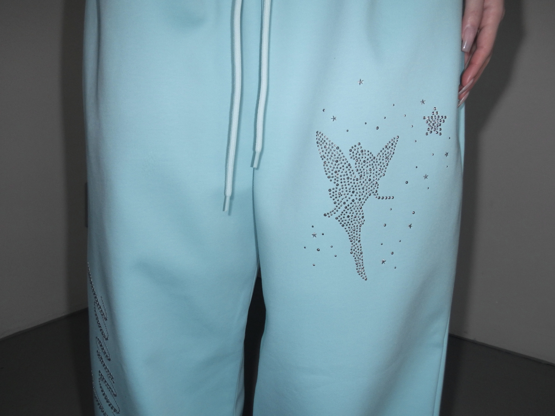 Rhinestone Graphic Wide-Leg Pants