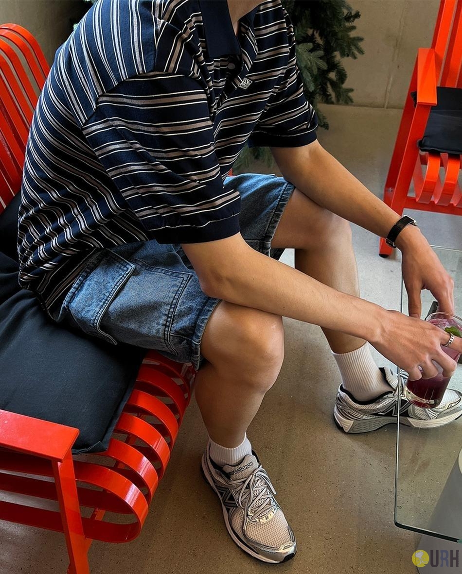 【100%保證韓國直送】Vintage Wave Stripe 復古顏料洗水波紋條紋反領短袖 Polo 衫 👕 [2 color] RG115876