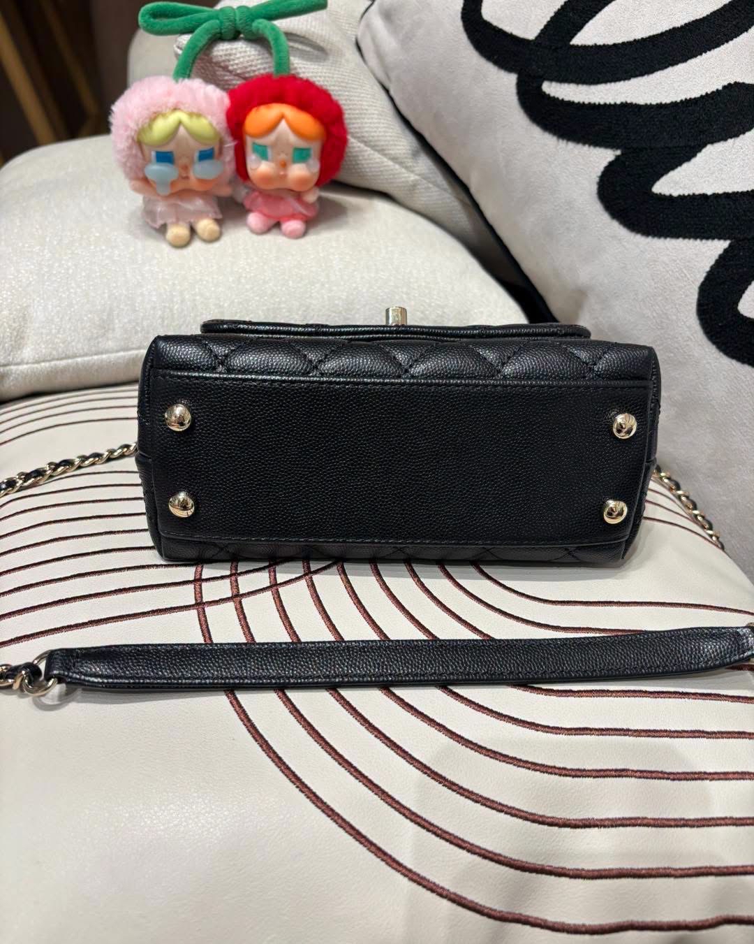 Chanel coco handle mini 黑色荔枝牛皮金鏈 100%Authentic, 98%New  ✅收據✅31卡 ✅dust bag✅box