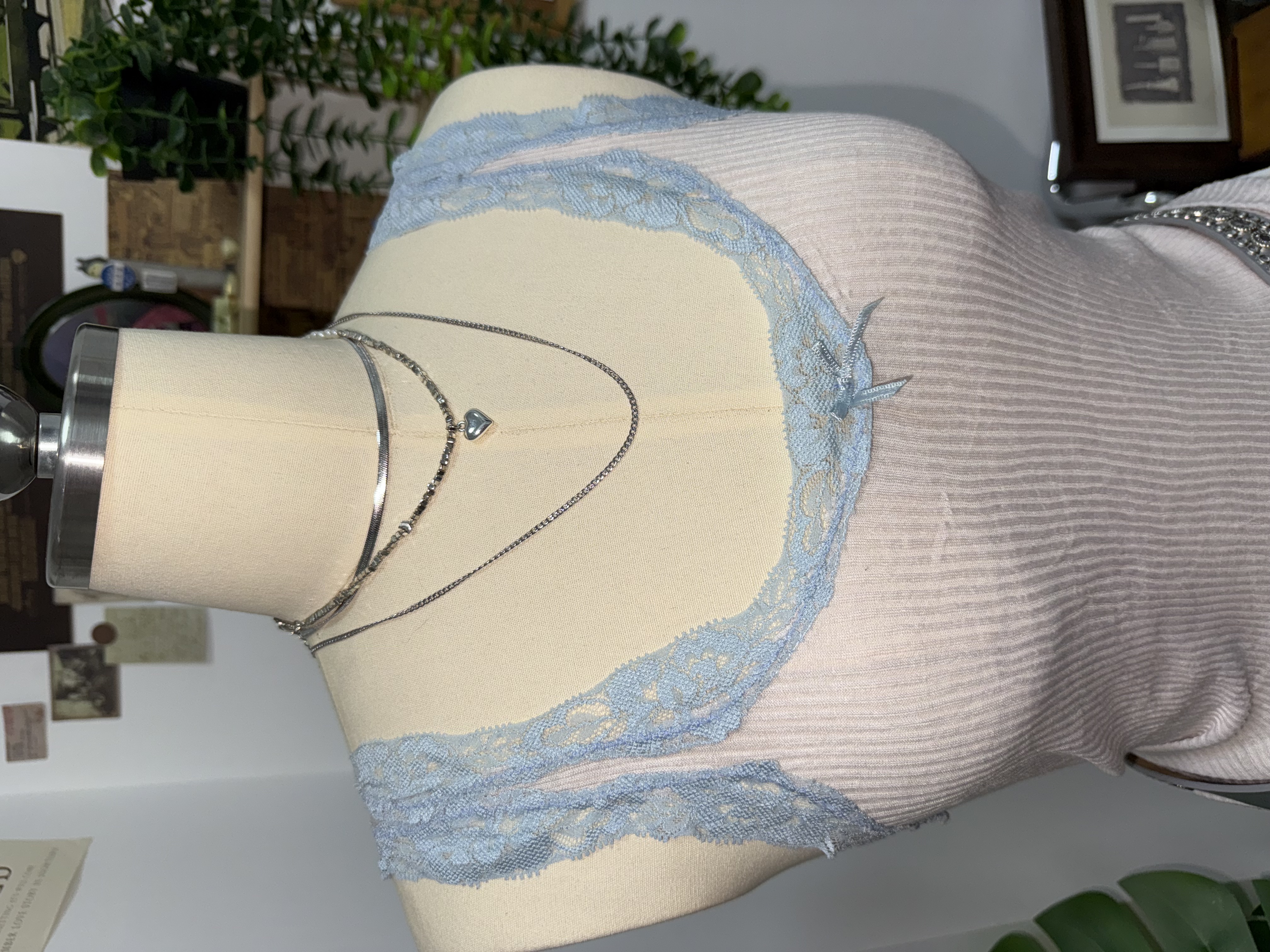 [On Sale] Pastel Lace Ribbed Tank Top