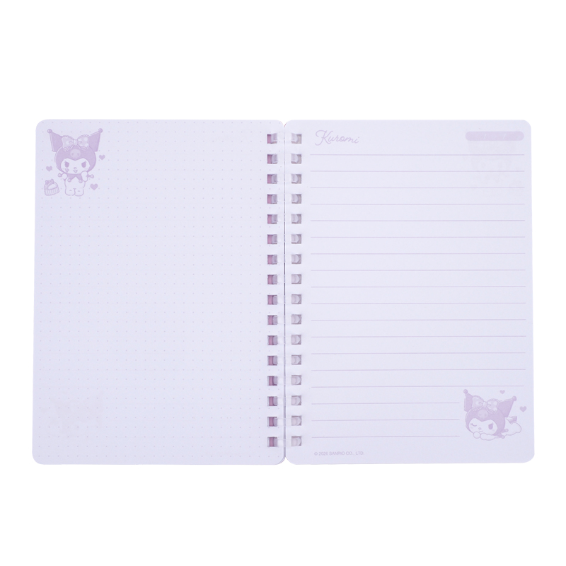 Kuromi A6 Soft Wire-O Notebook w/ Memo Pad A6 軟線圈簿連便條紙 (共60頁紙，內有8款書籤貼及3款便條貼)