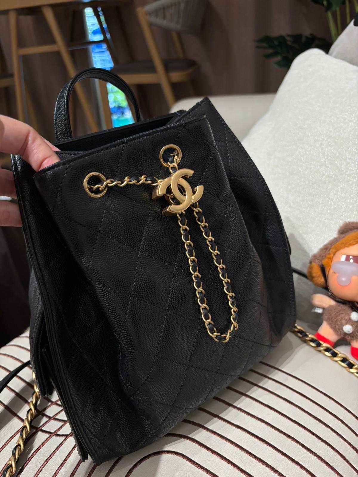 Chanel 25 Backpack 黑色荔枝牛皮金扣 100%Authentic, 98%New ✅晶片✅Dust bag