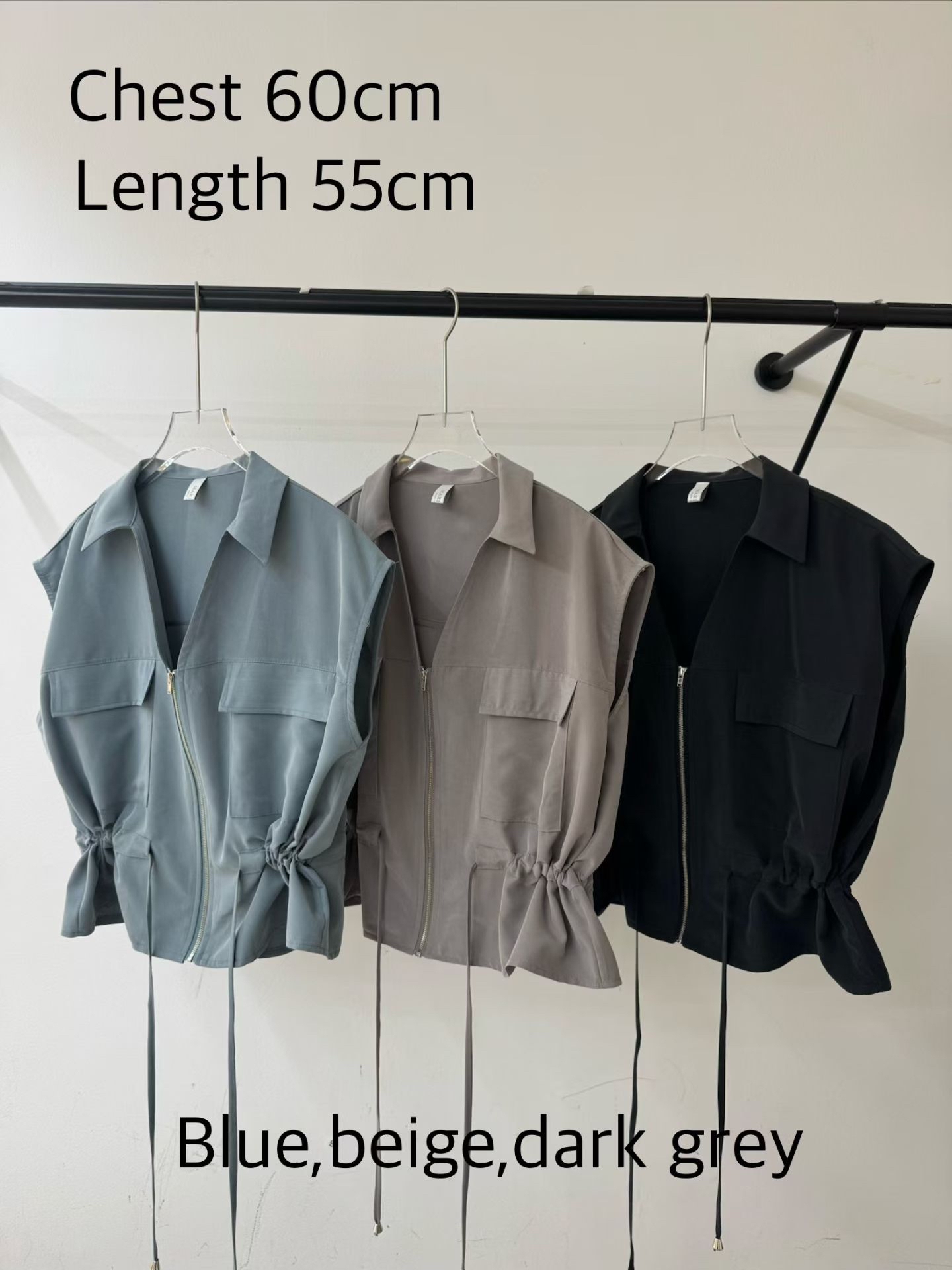 M22 工裝風抽繩拉鍊背心