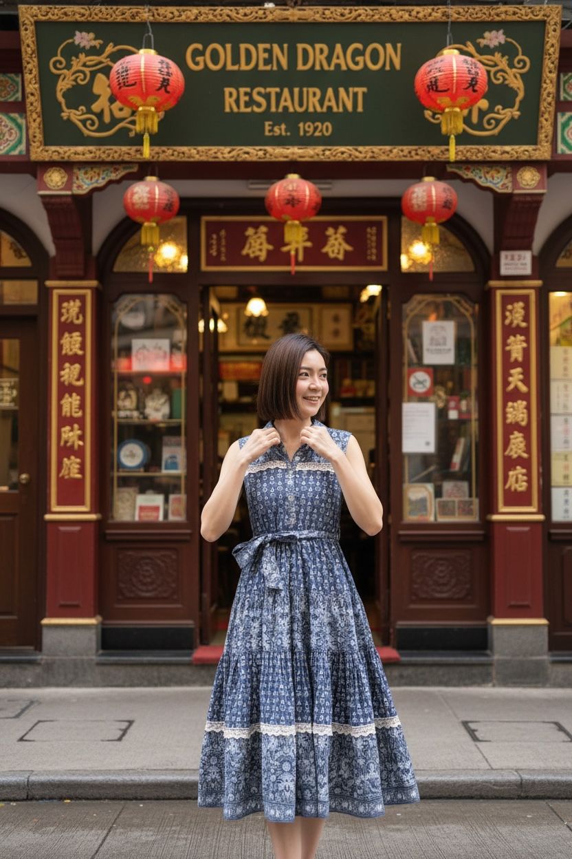 1641 Blue Mix Layers with Lace Edge Sleevless OP 41"