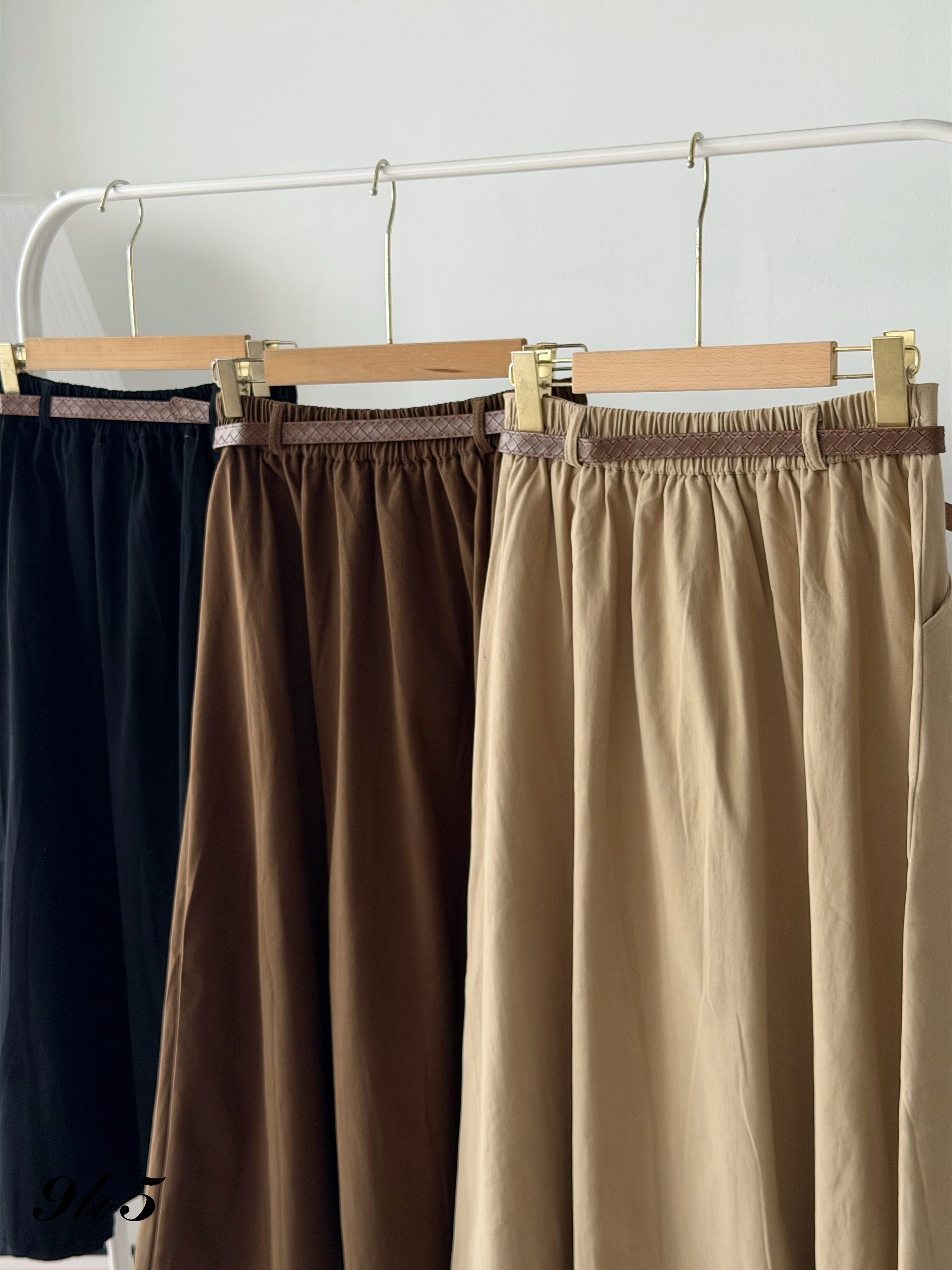S2052 A Line Long Pleated Skirt - 3 Colors 