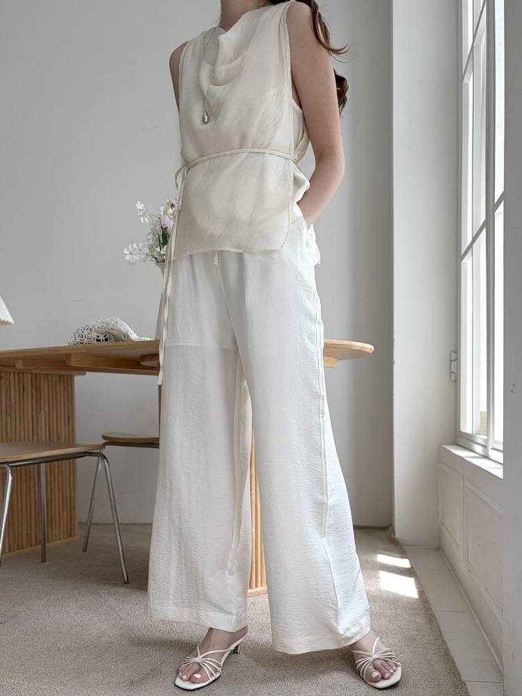The Airy Elastic Pants (Cream)