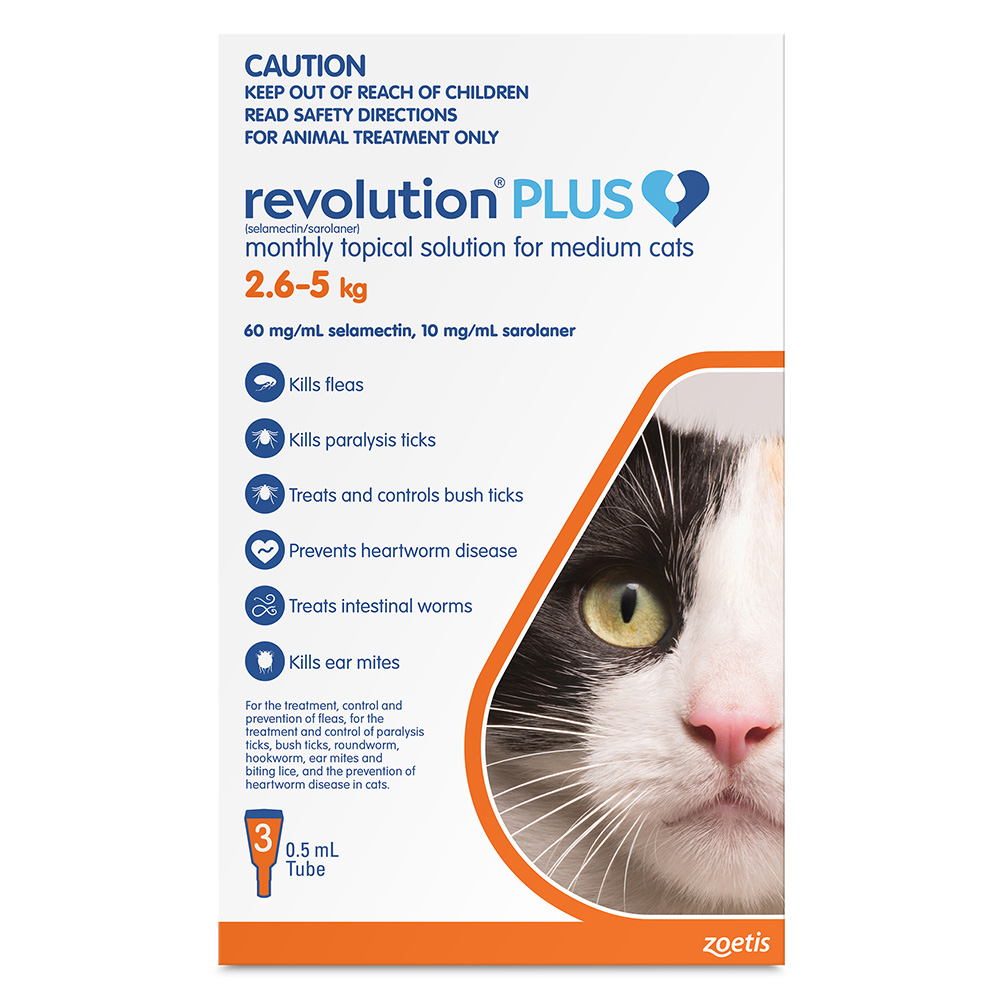 Revolution Plus For Medium Cats 2.6 - 5Kg (Orange)