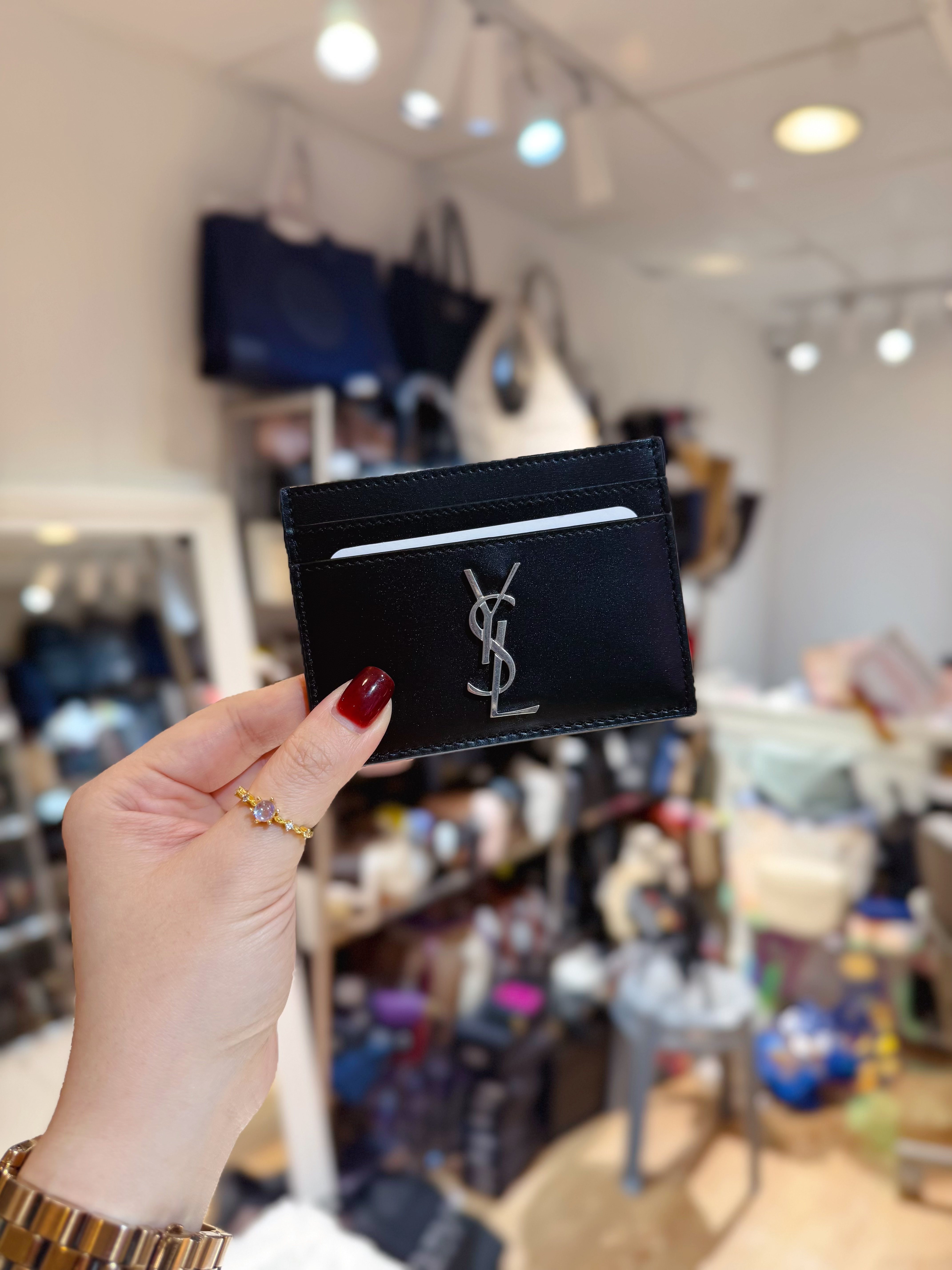 YSL card holder leather/blk/S