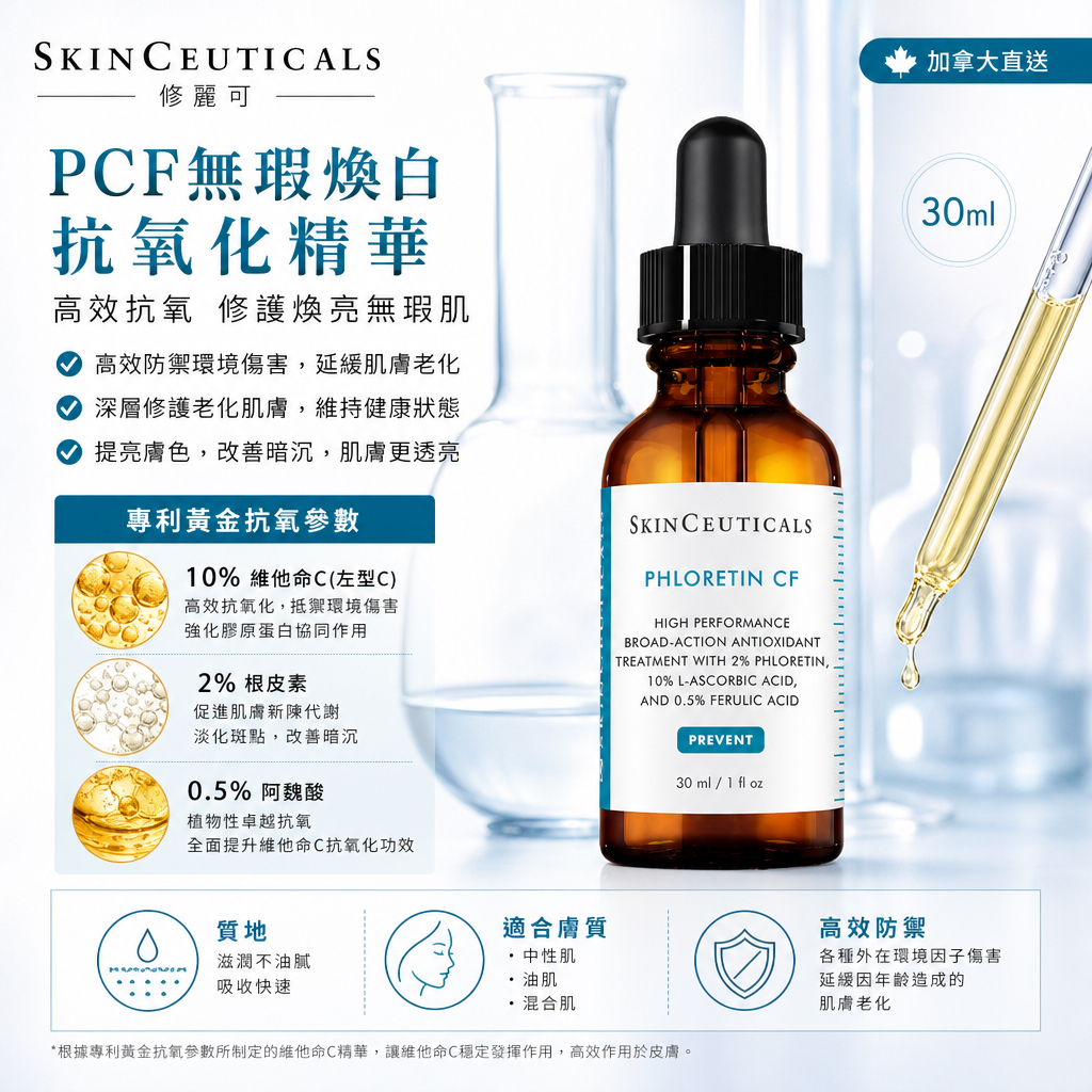 加拿大直送 SkinCeuticals 修麗可 PCF無瑕煥白抗氧化精華