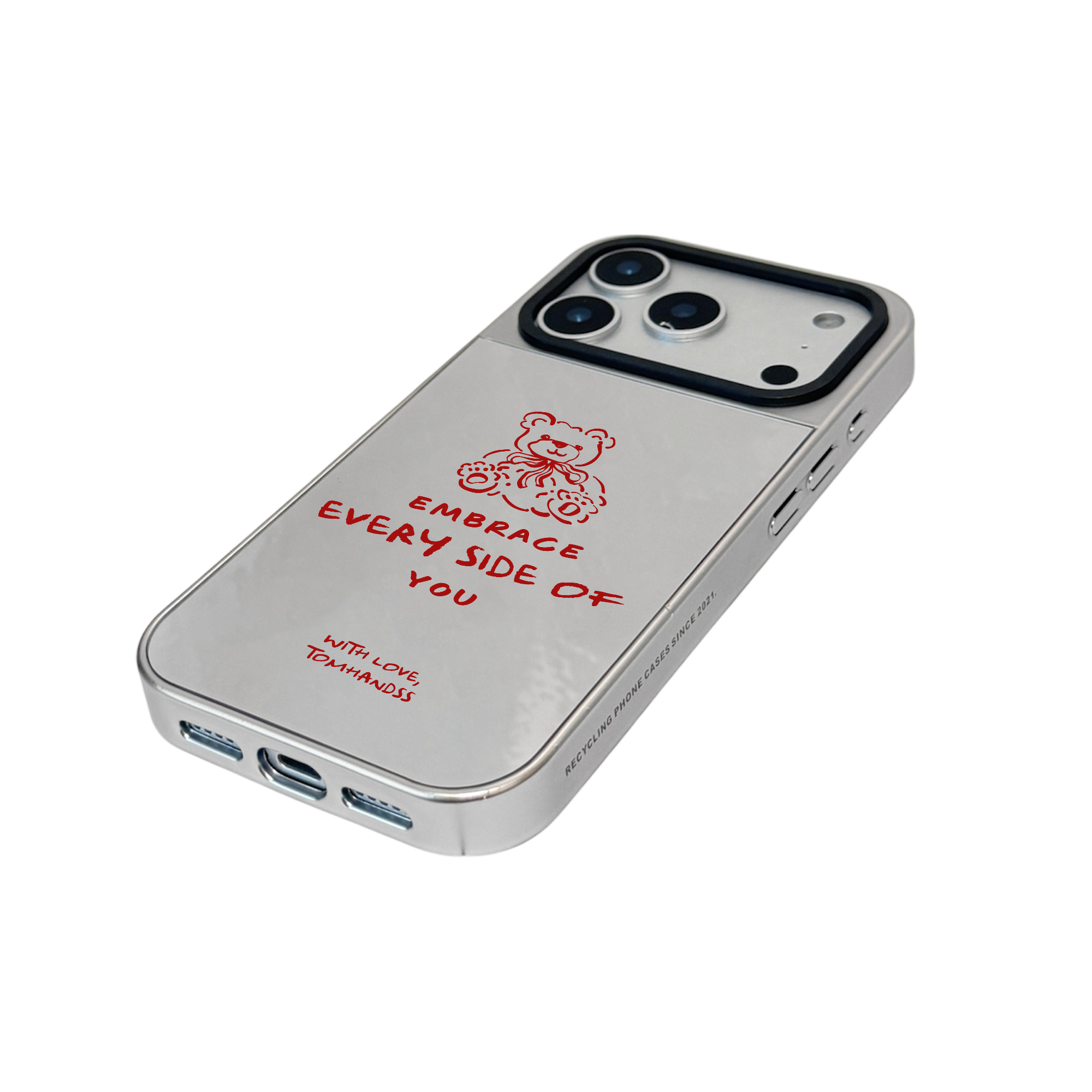 【Huggy Little Teddy】銀框鏡面MagSafe iPhone Case