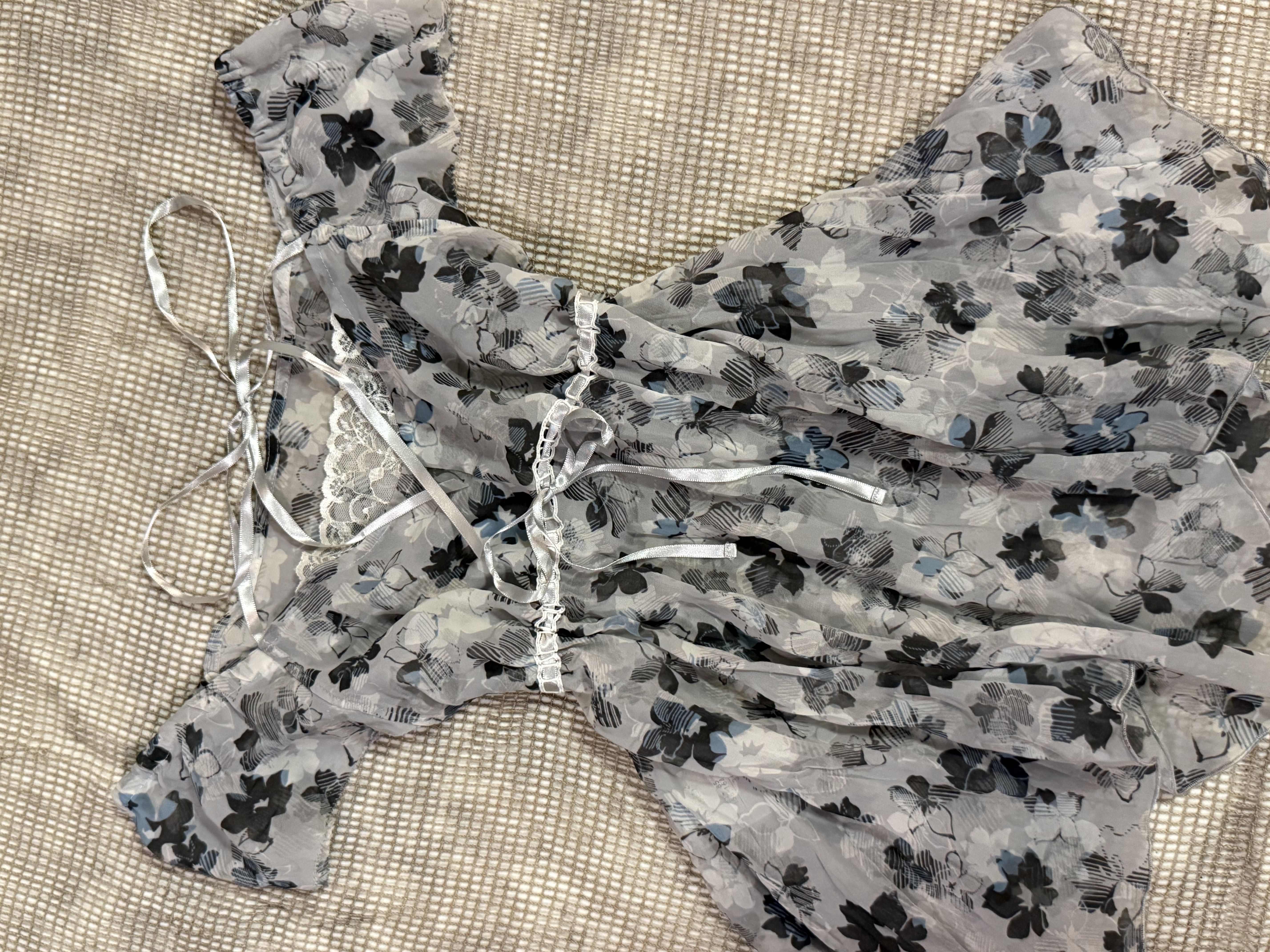 Soft Blue Floral Off-shoulder Top