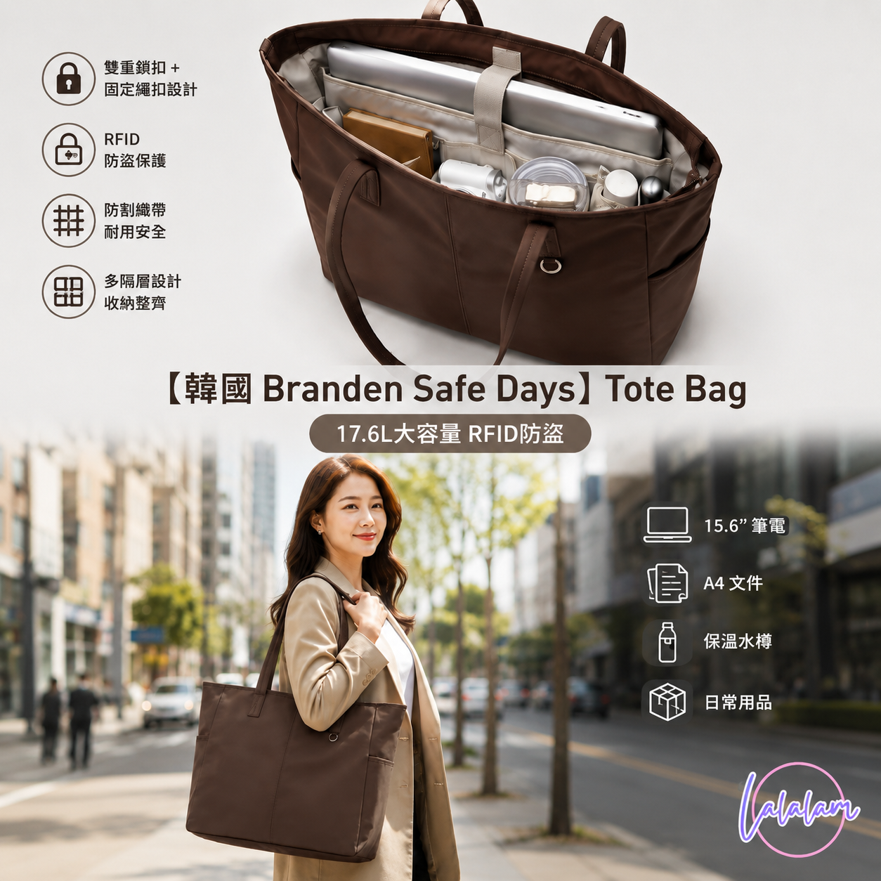 【 韓國Branden Safe Days】RFID防割月牙包| 13.5L RFID阻擋防割織物 [防盜背囊] |3way迷你 防盜 RFID防割三用袋 | Tote Bag【9/6 截單，預計 :9月中至尾發貨】