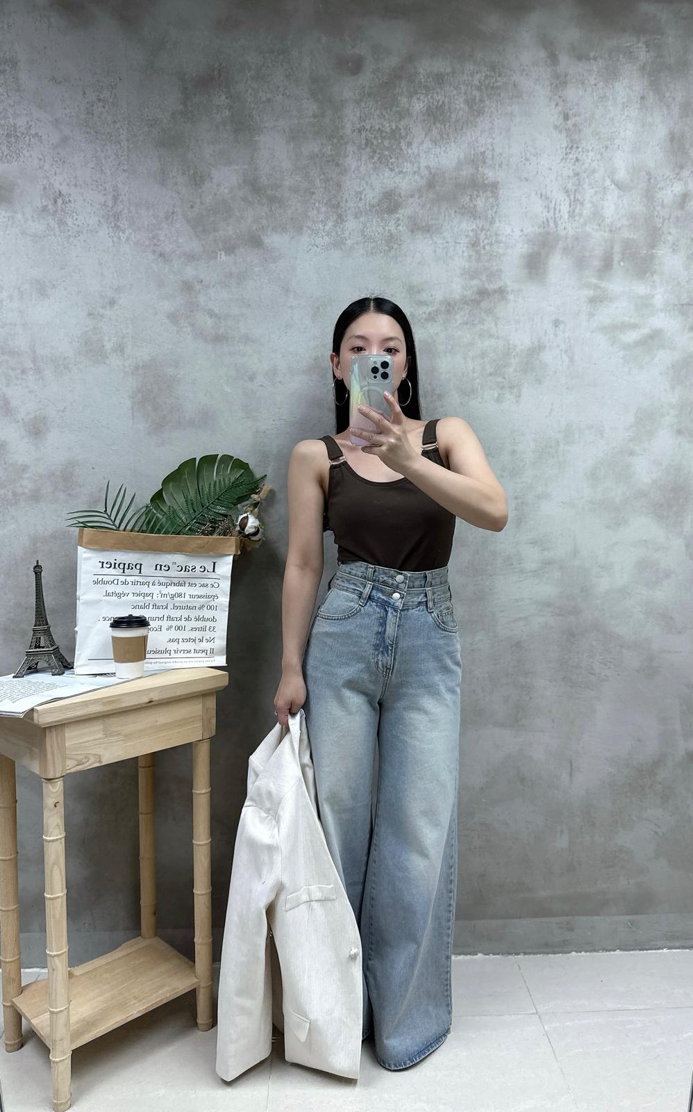 B06 銀扣方領長Bra top