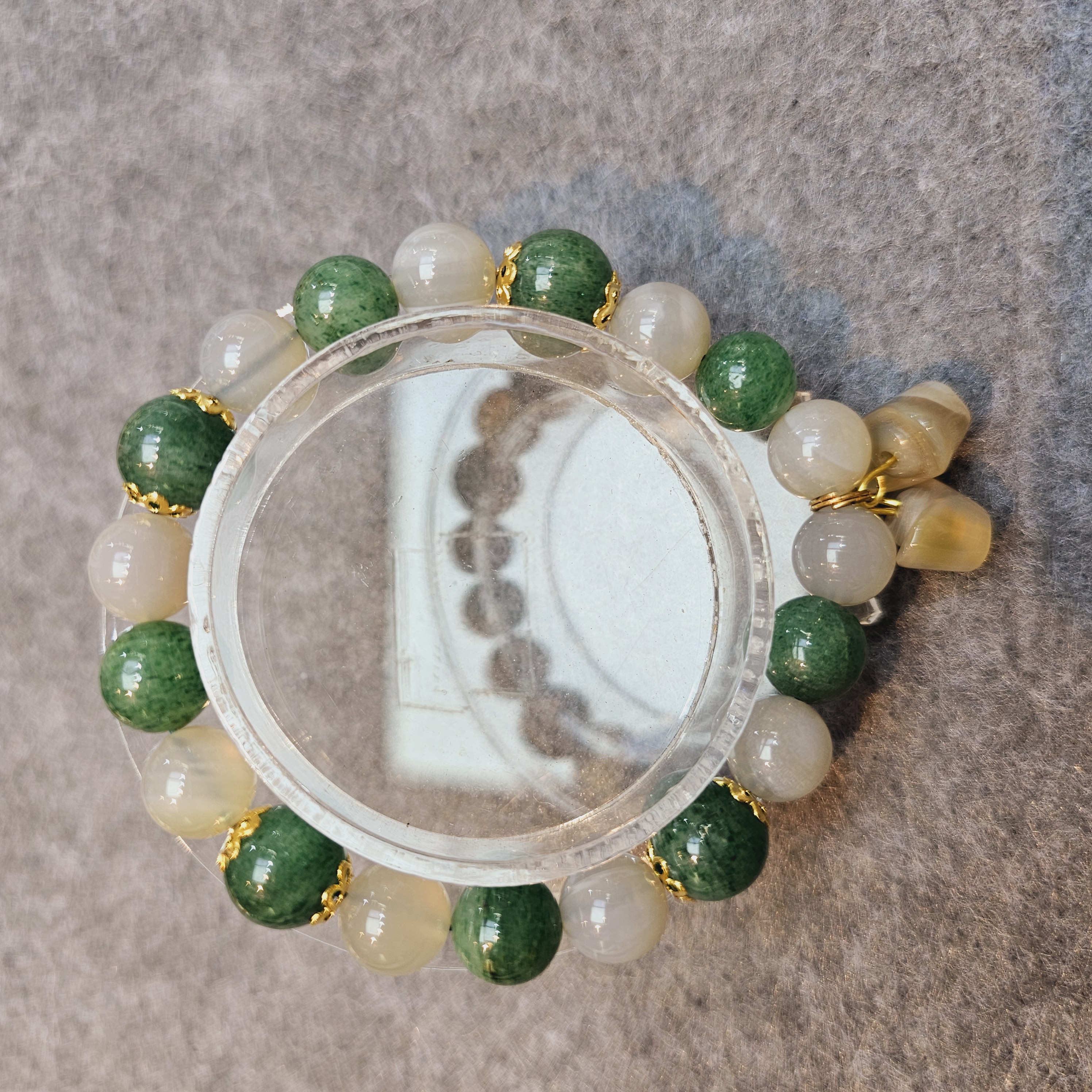 綠東寧波斯瑪瑙配元寶手鏈