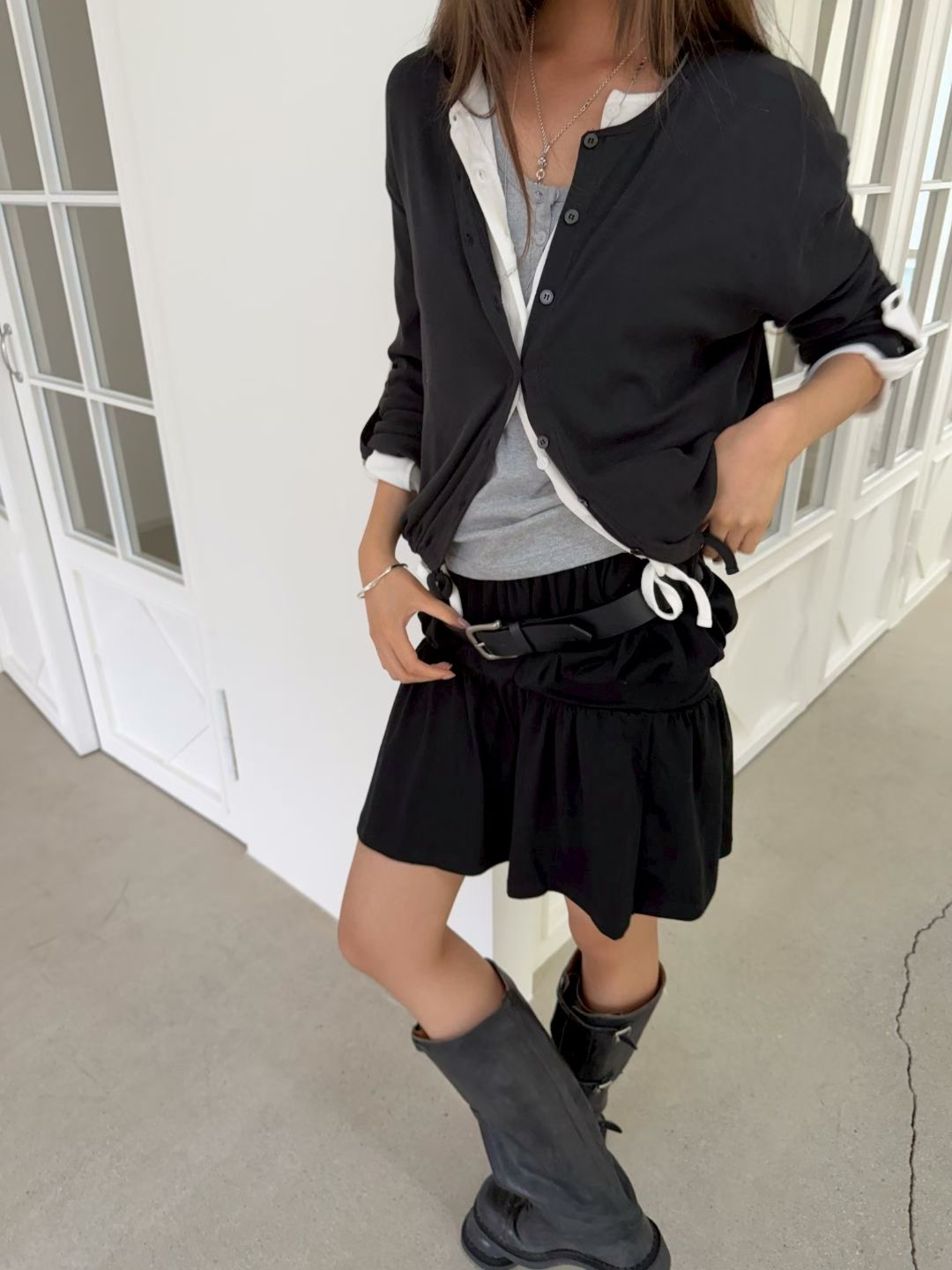 Mid-sleeve cardigan