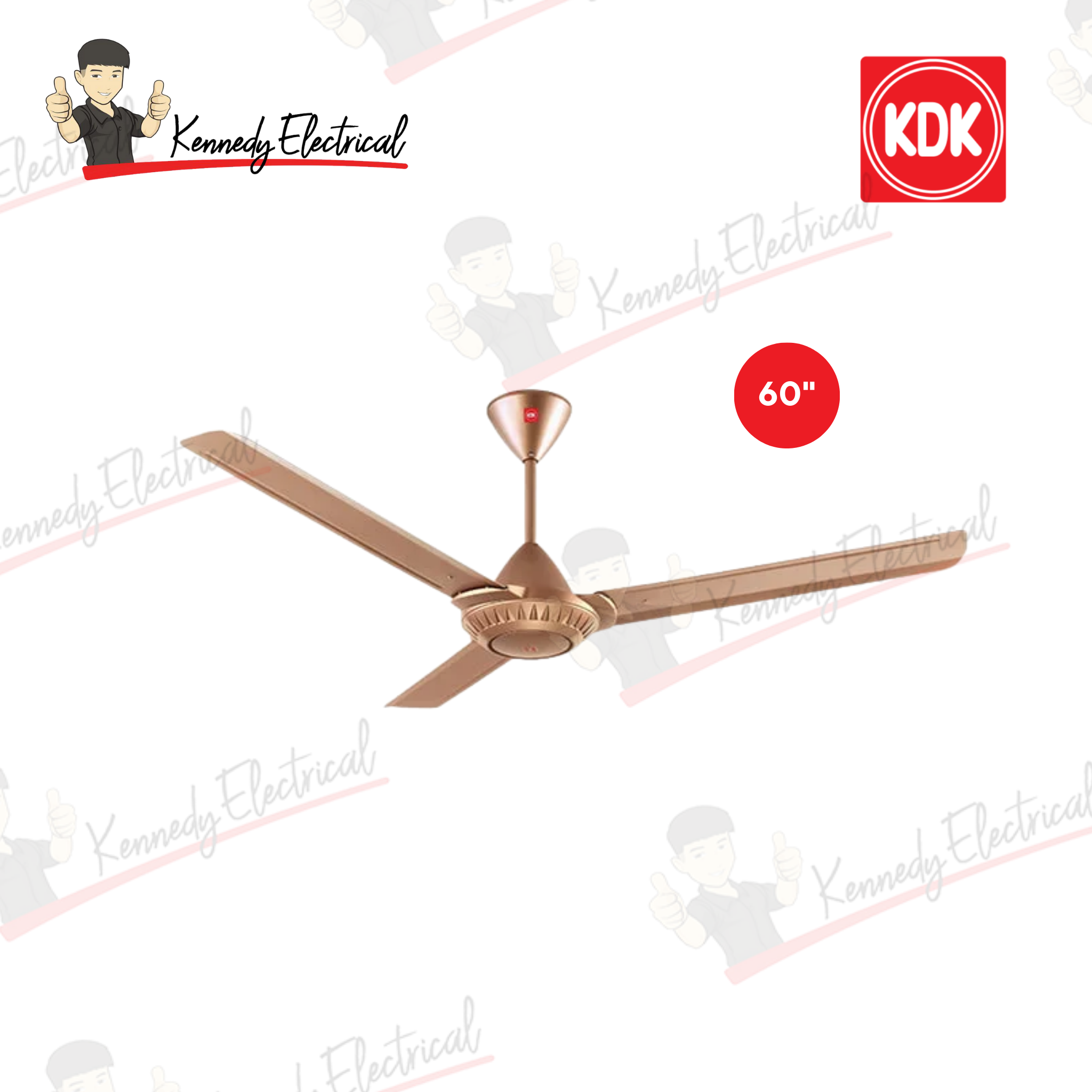 KDK 60" Ceiling Fan 3-Blade Regulator Copper Brown (K15W0)