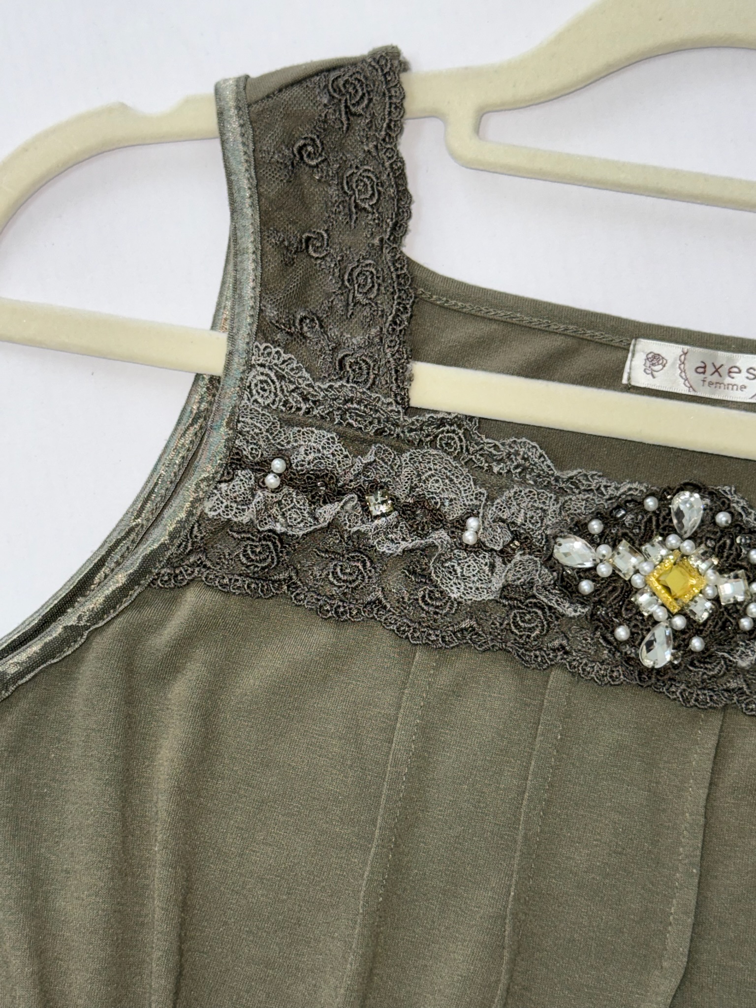 Axes Femme Moss Green Lace Camisole