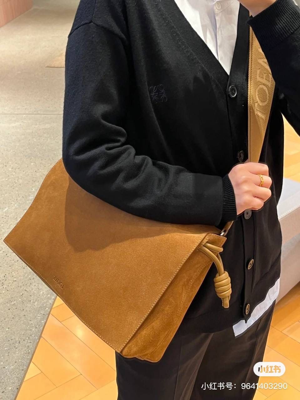 LOEWE 罗意威 Puzzle Fold Tote 小号手袋 麂皮拼接