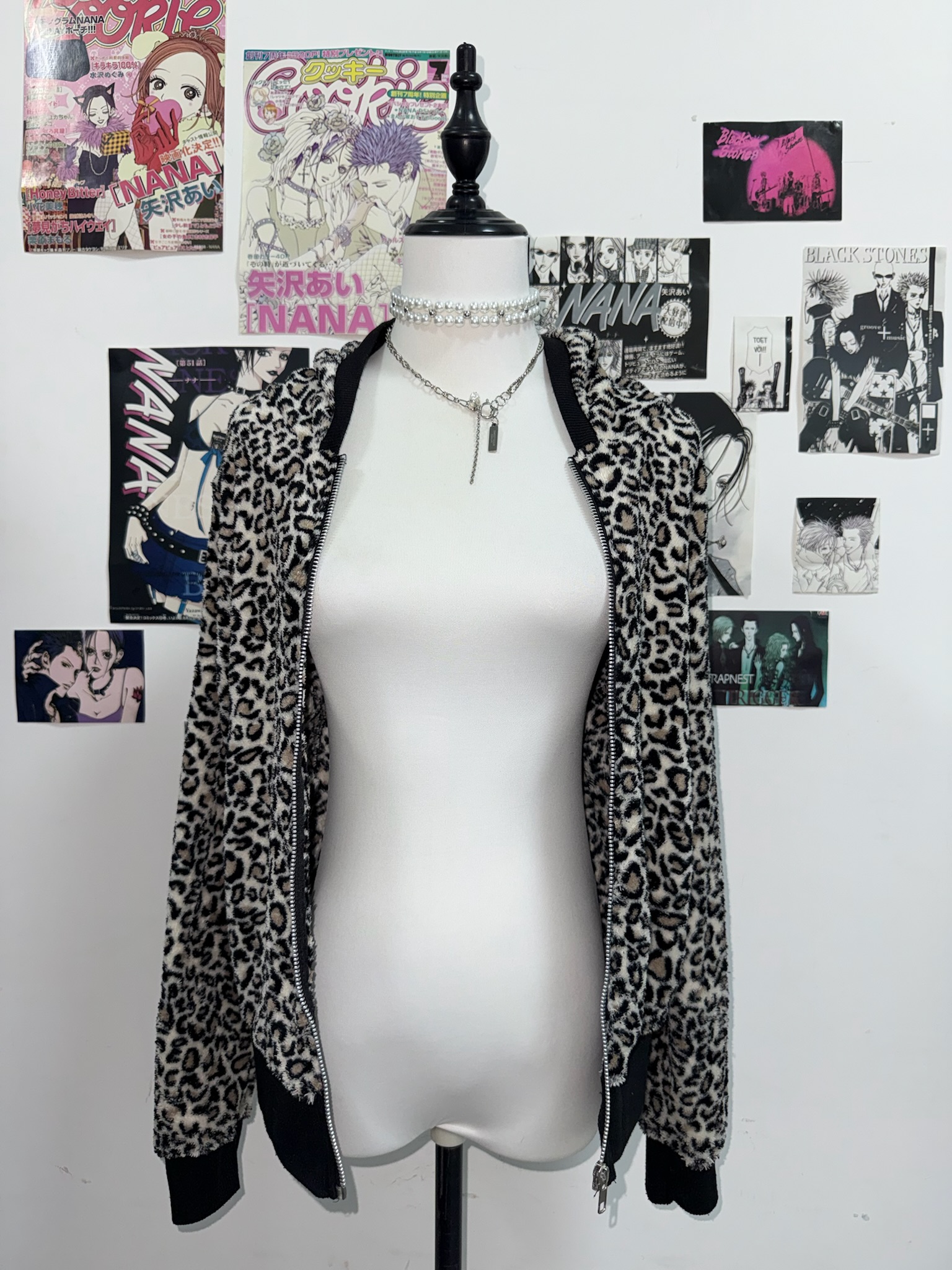 Leopard Print Zip-Up Hoodie with Black Trim