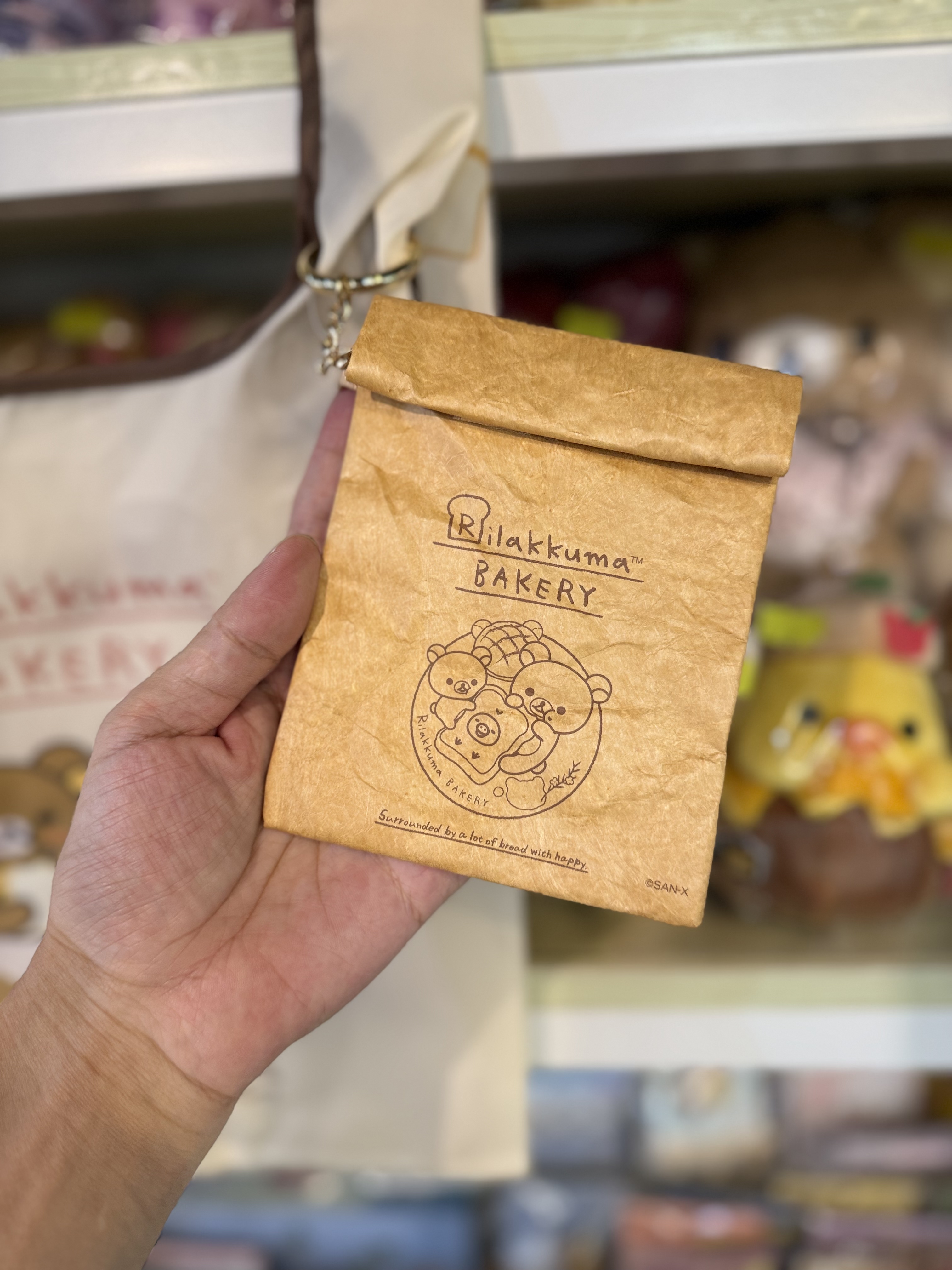 《現貨》全新Rilakkuma麪包造型環保袋連小物袋