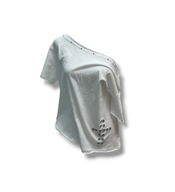 Cross Grommet Off Shoulder Top