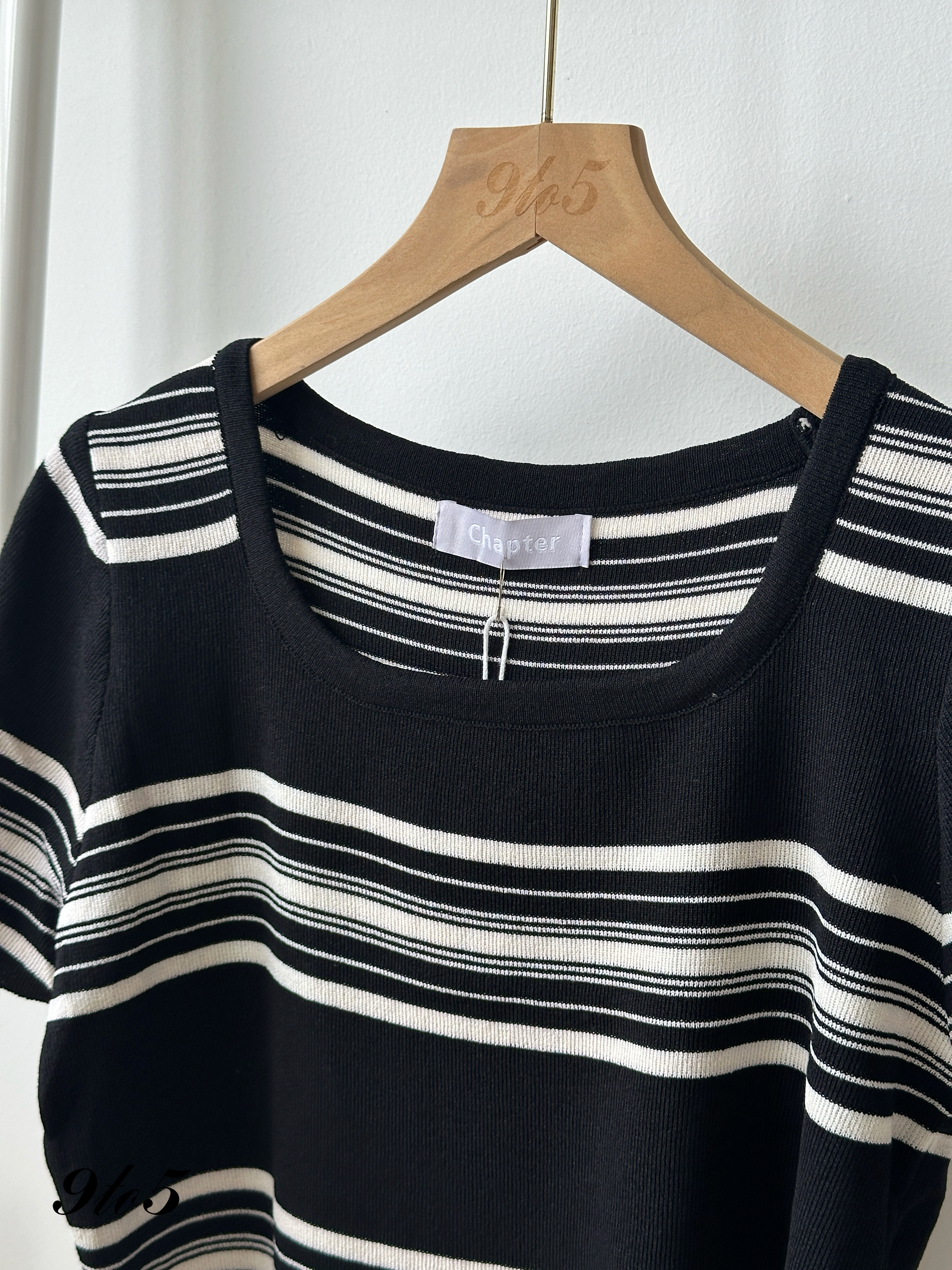 T4180 Square Neck Stripe Knit Top - 3 Colors 