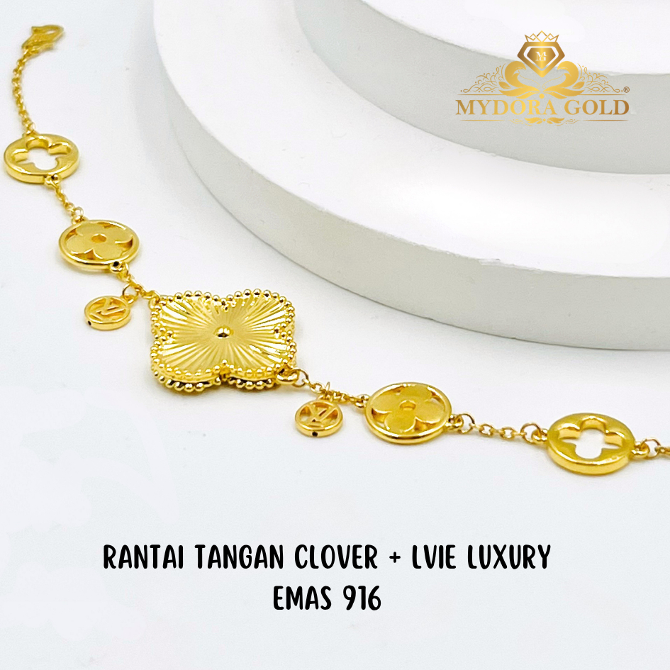 MYDORA Rantai Tangan Clover + LVie Luxury 1C l EMAS 916/22K