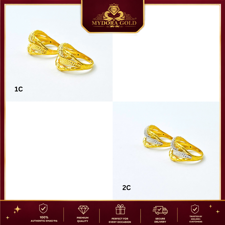 MYDORA Cincin Lintah Diamond Cross (5G) l EMAS 916/22K