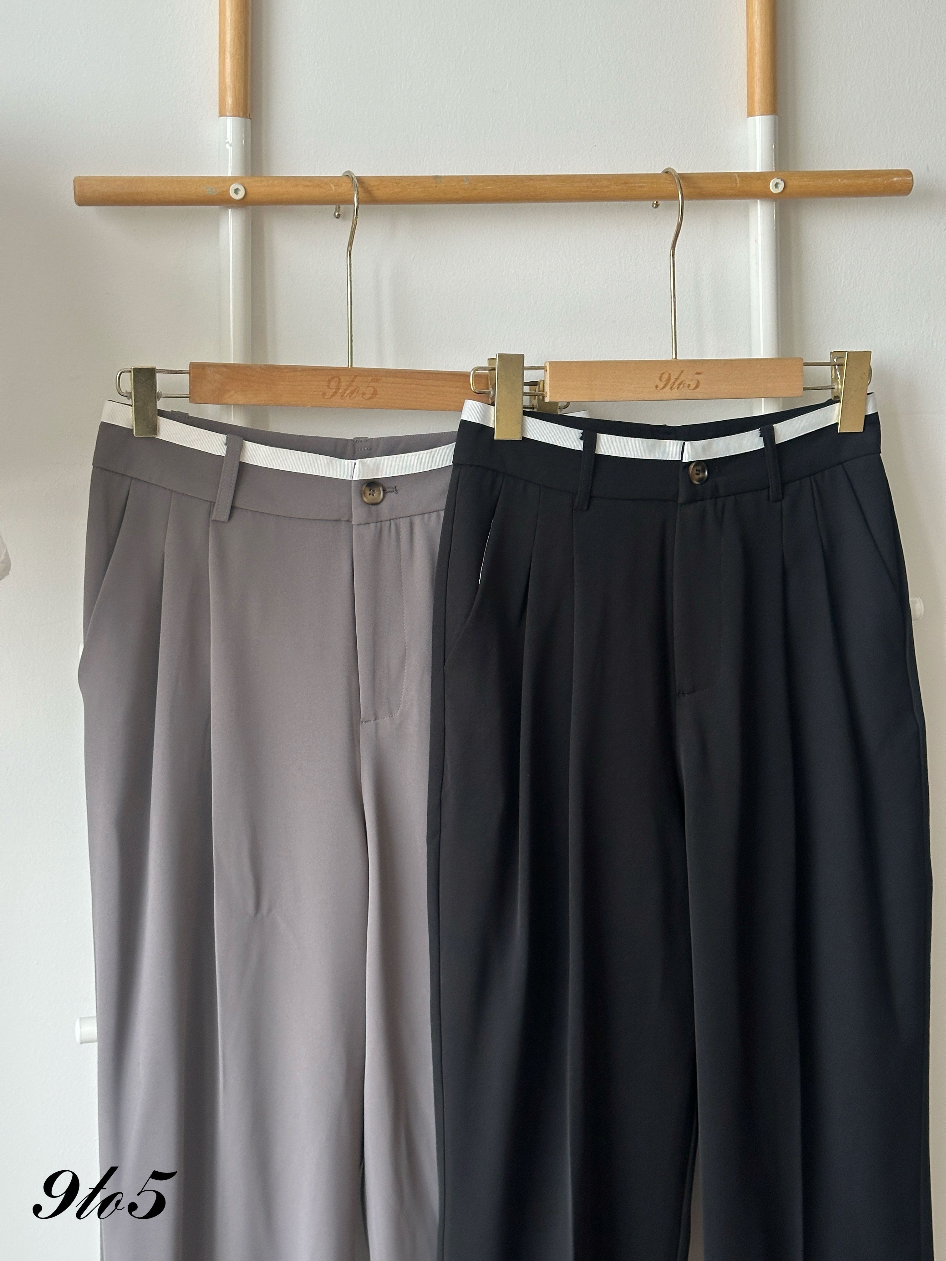 S1970 Long Straight Pants - Black & Grey