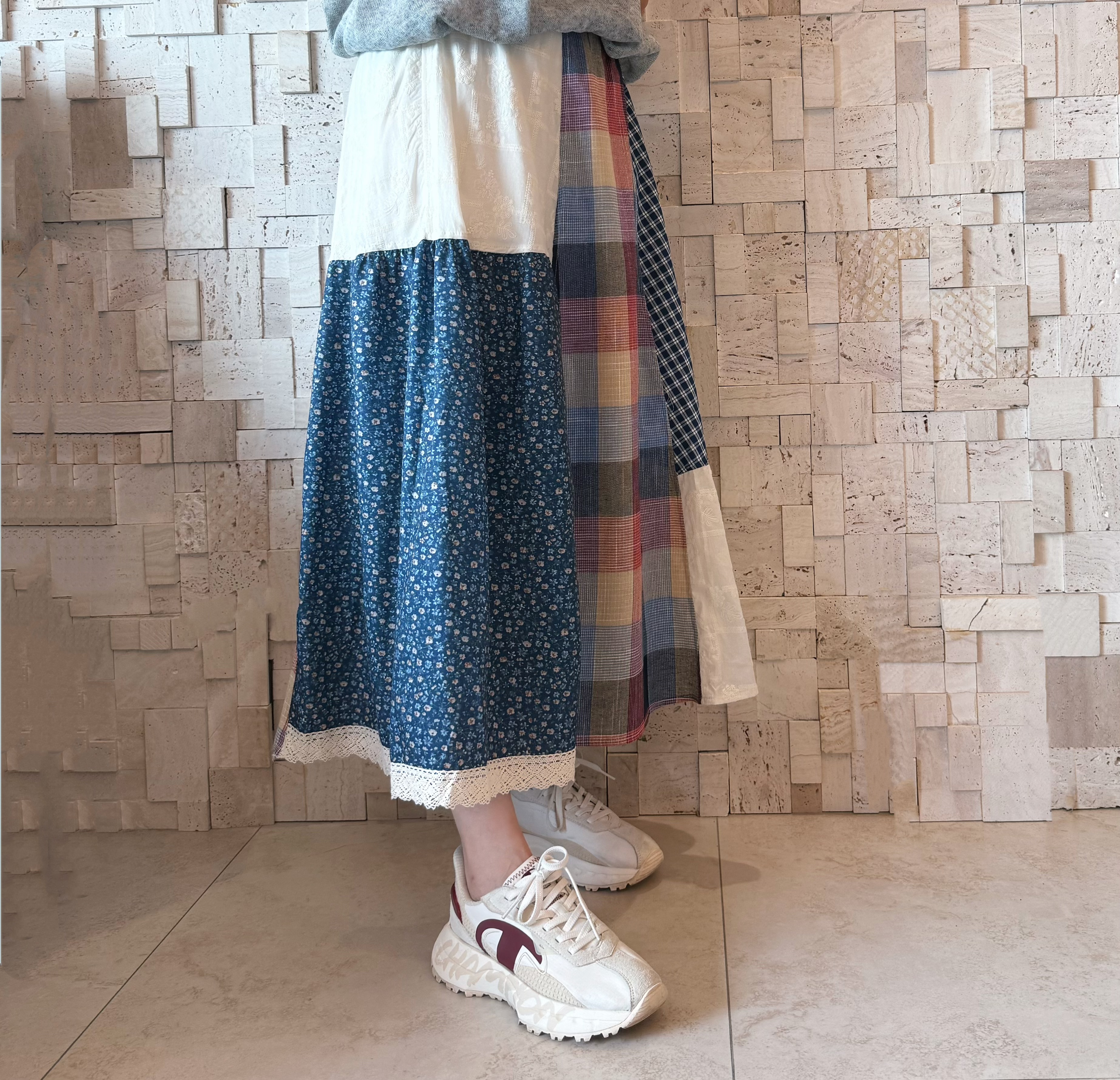 B00568 不規則拼布裙💙