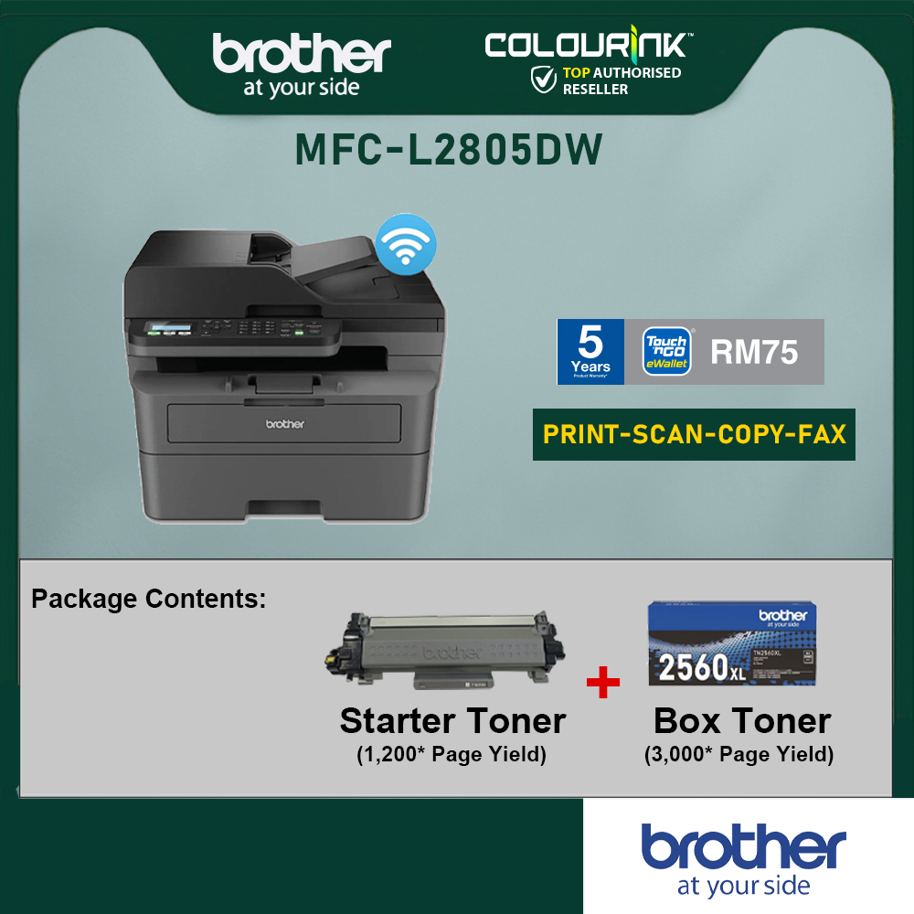 Brother MFC-L2805DW 4-in 1 Fax B&W Laser Printer Duplex Wifi ADF Auto 2-sided similar DCP-L2640dw MFC-L2715dw MFC-L2700D l2805dw