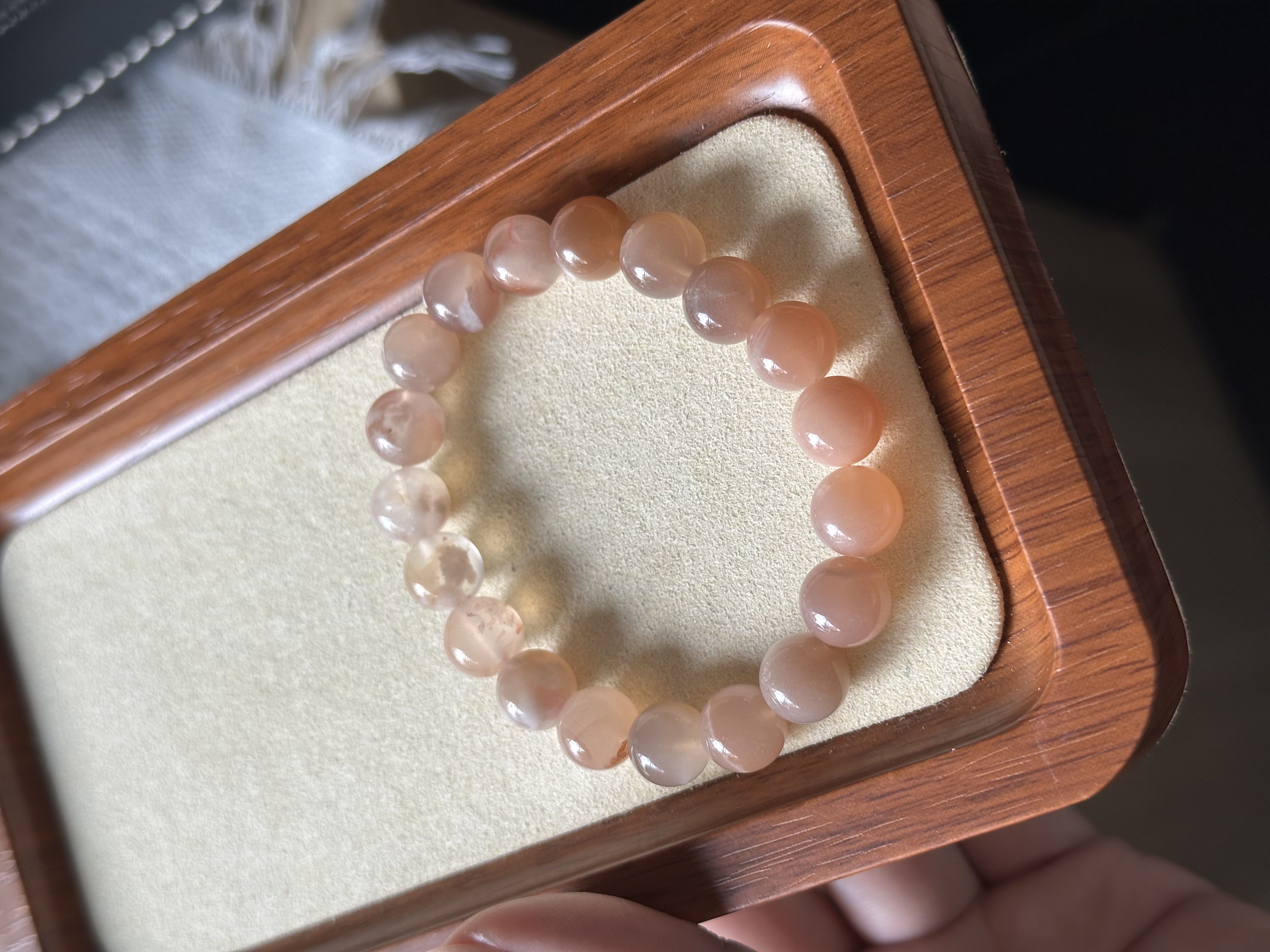 定制手串 橙月光樱花玛瑙 ｜ Moonstone Sakura Agate 10.0mm 