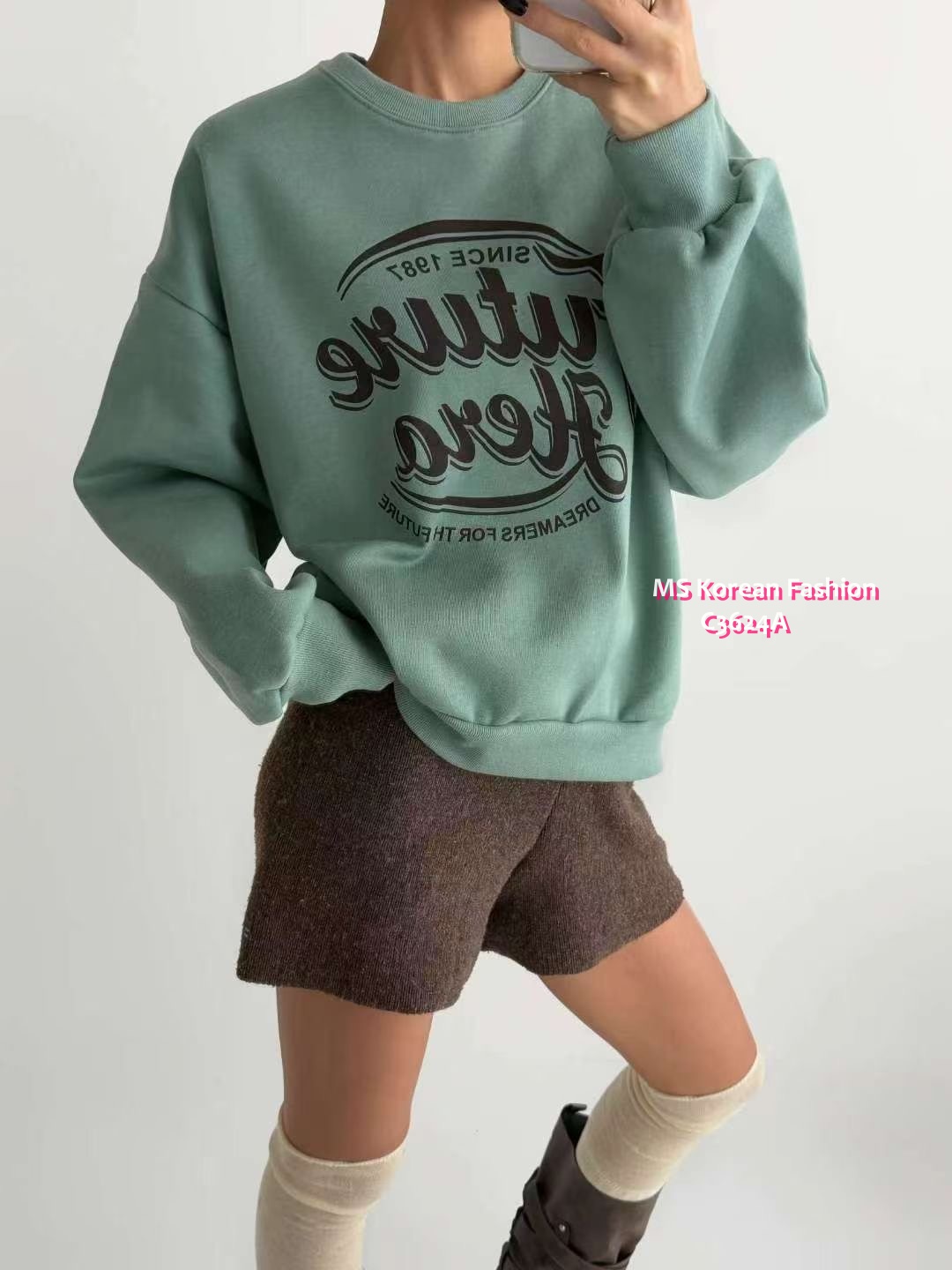 C3624 韓國🇰🇷靚色毛底衛衣