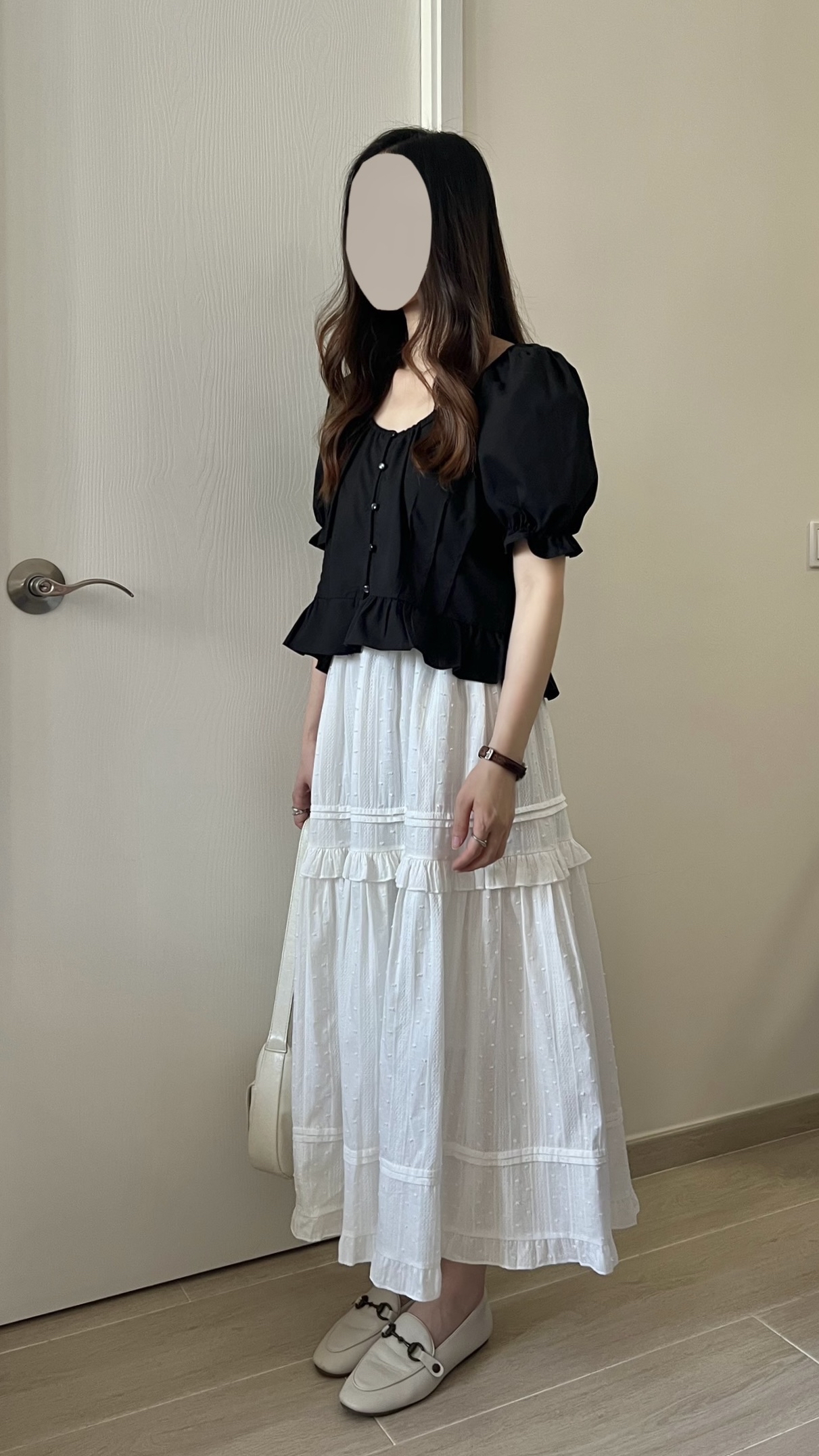 公主膊花邊短袖blouse